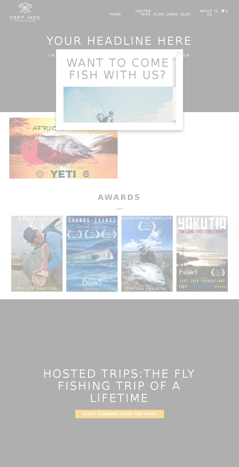 captjackproductions.com — Shopify storefront screenshot