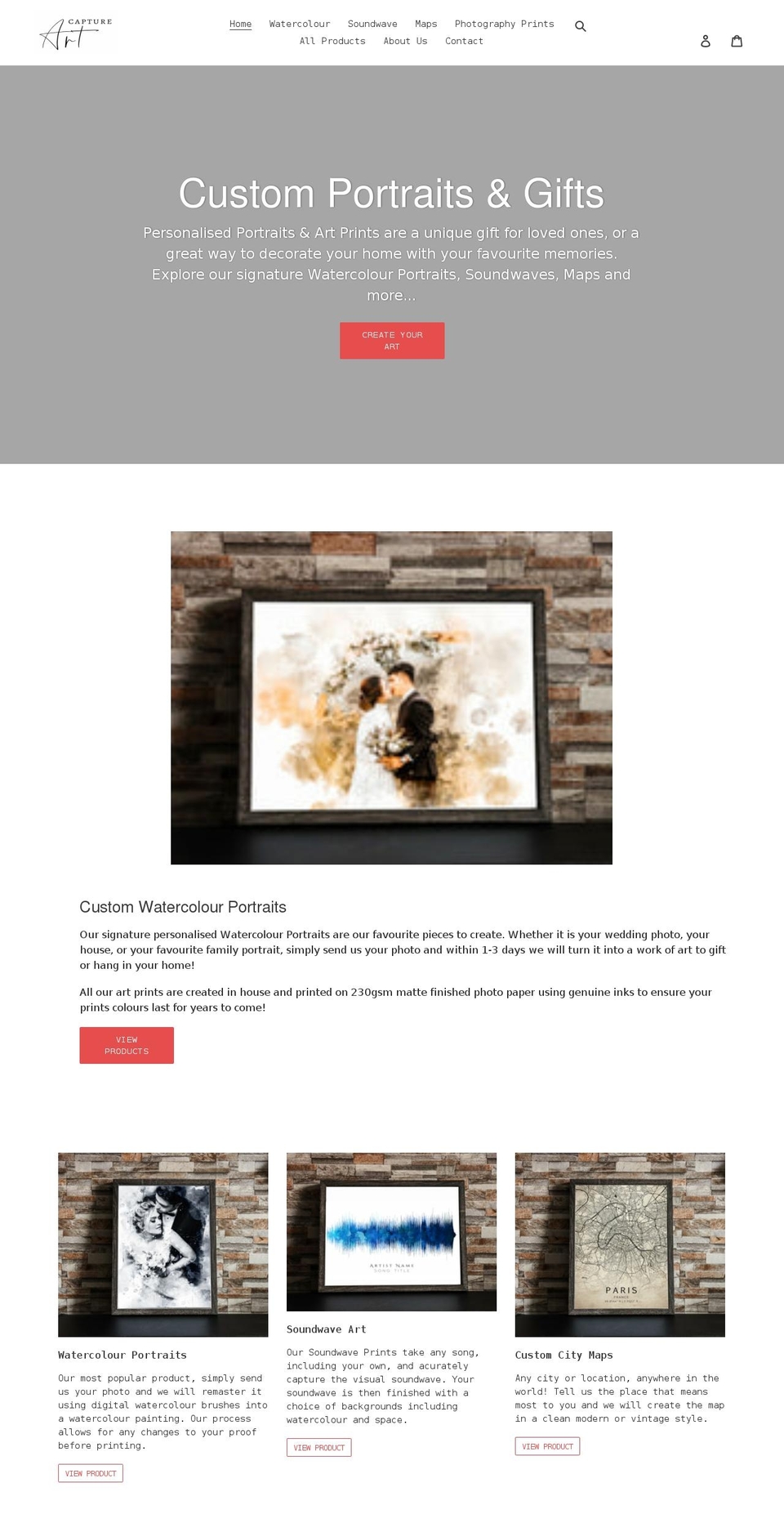 captureartuk.com shopify website screenshot