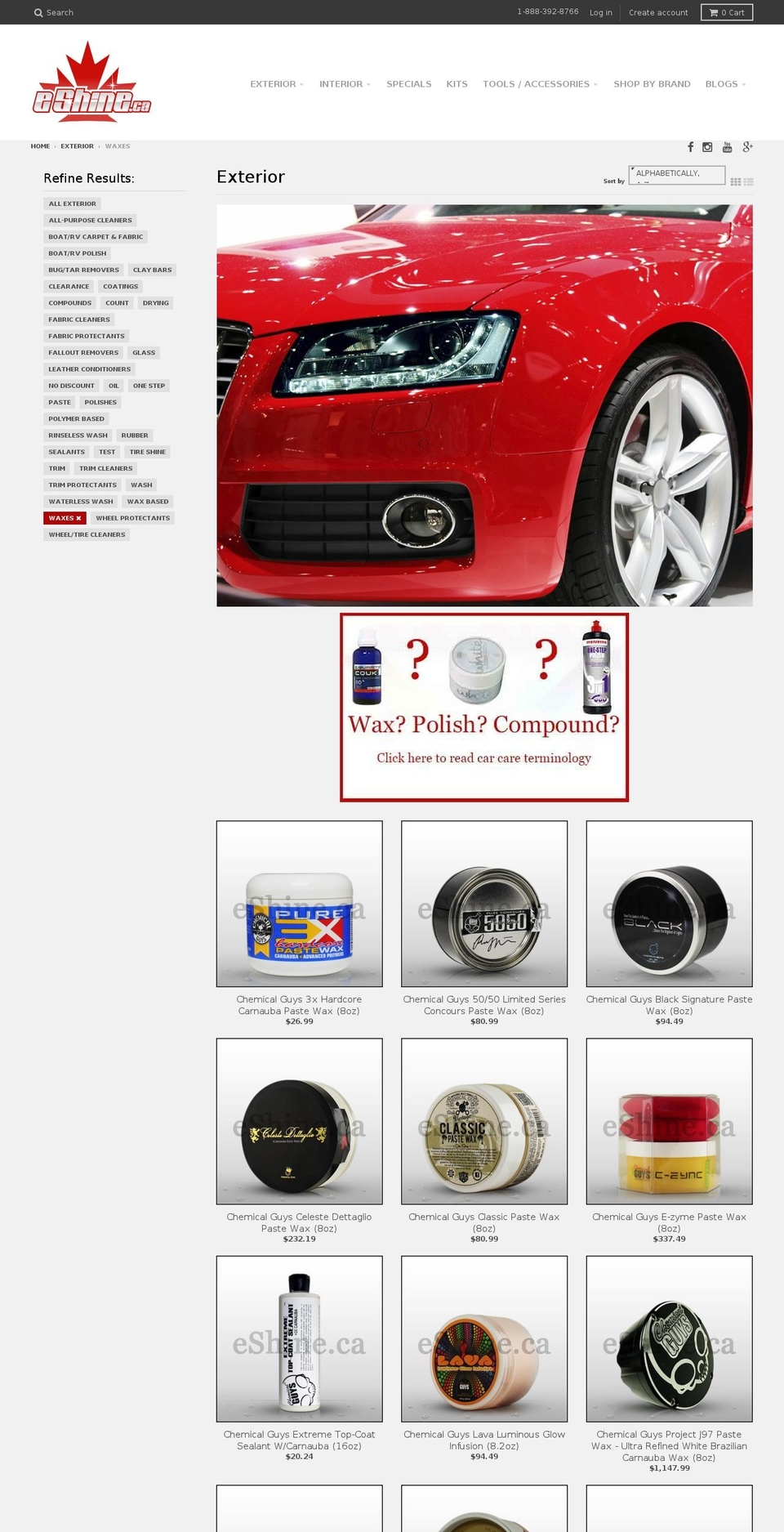 EShine.Ca Theme (1.1) WH Shopify theme site example car-wax-canada.com