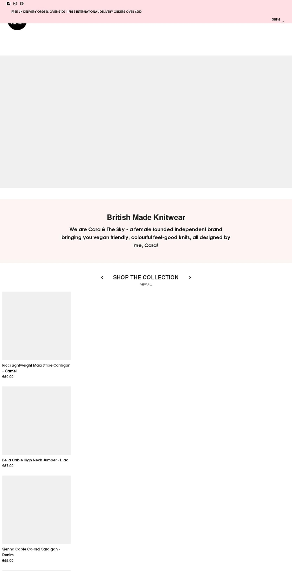 caraandthesky.com shopify website screenshot