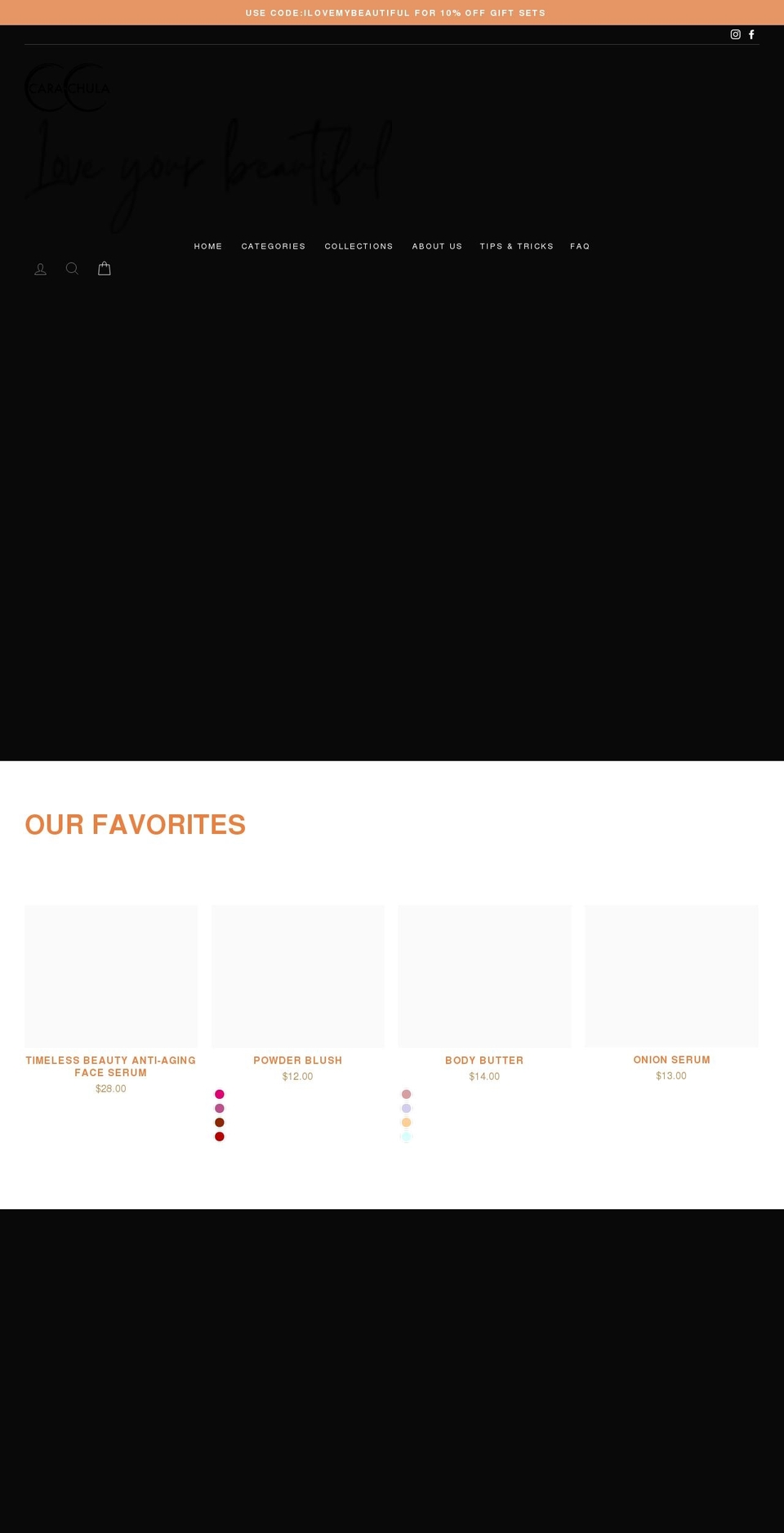 carachula.com shopify website screenshot