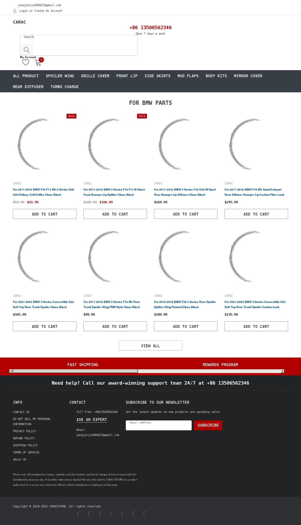 caracstore.com shopify website screenshot