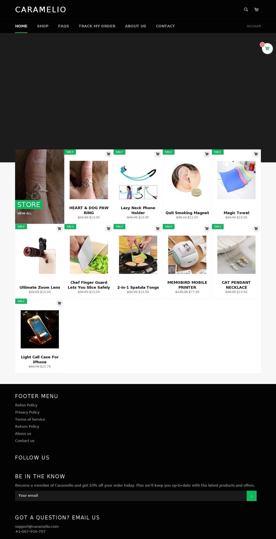caramelio.com — Shopify storefront screenshot