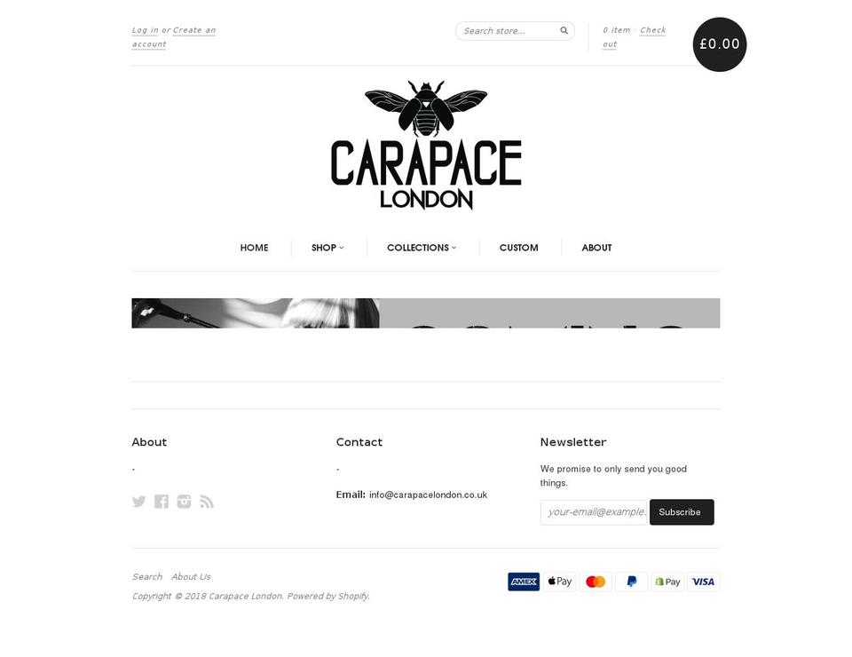 carapacelondon.com — Shopify storefront screenshot