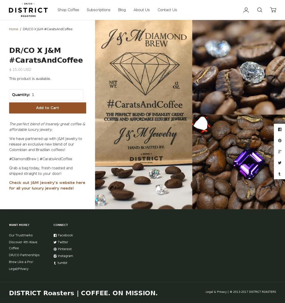 caratsandcoffee.com — Shopify storefront screenshot