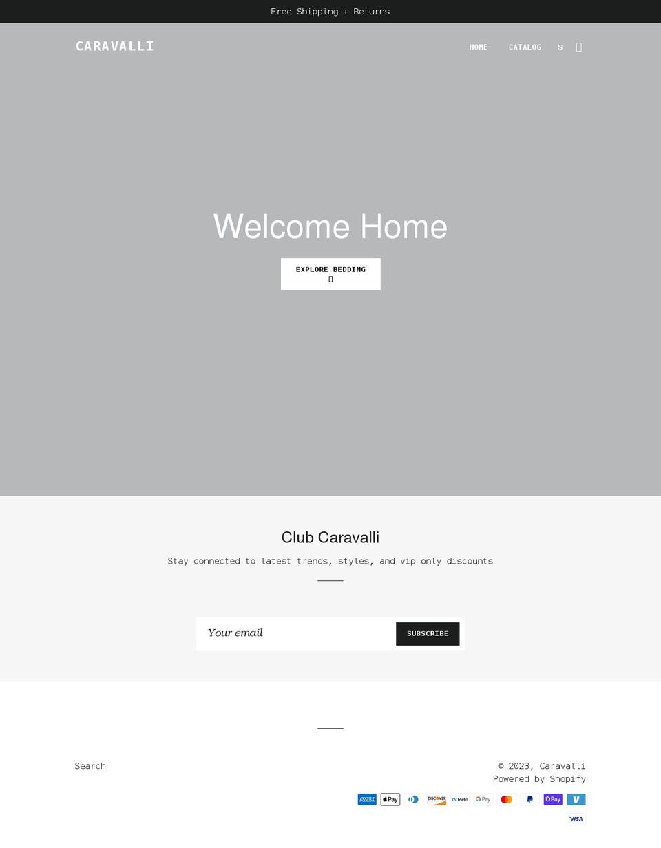 caravalli.com shopify website screenshot