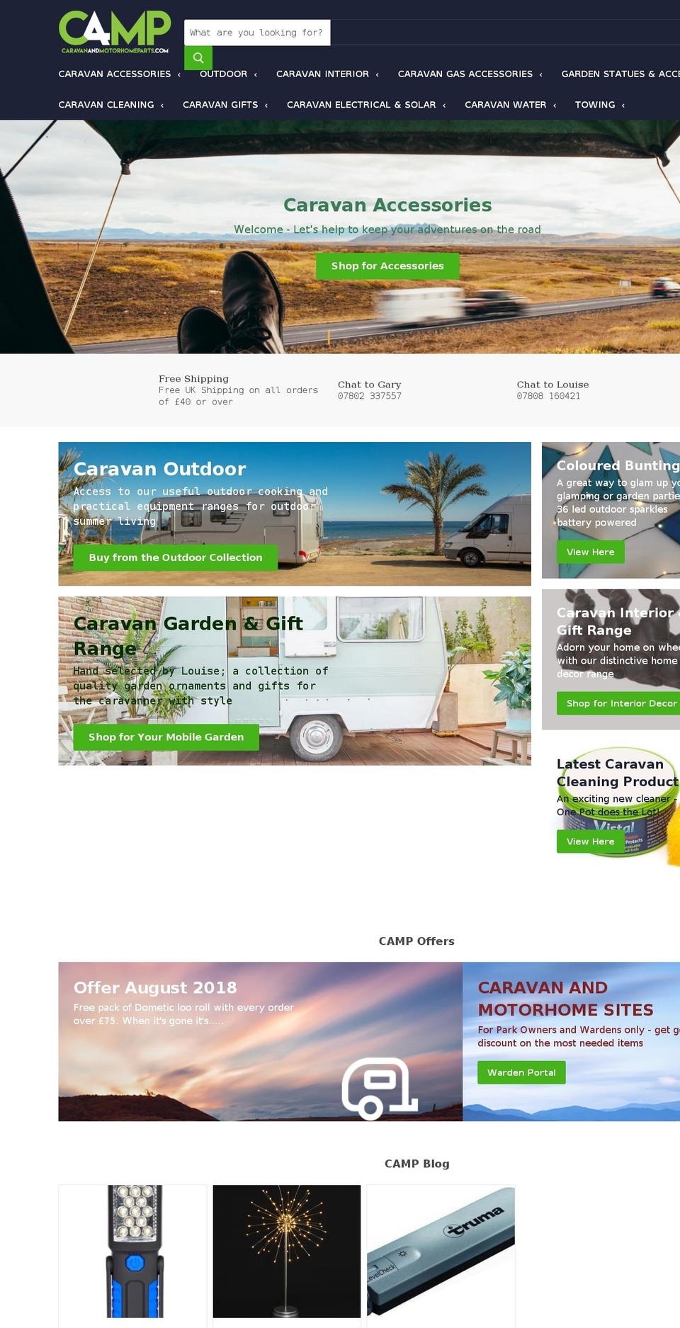caravanandmotorhomeparts.com — Shopify storefront screenshot