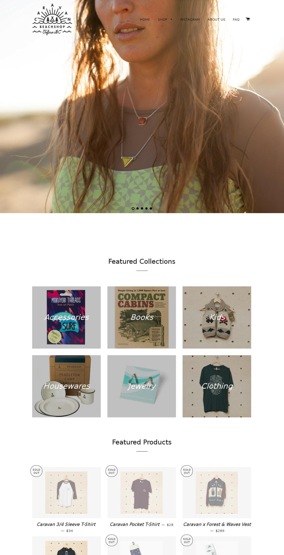 caravanbeachshop.com shopify website screenshot