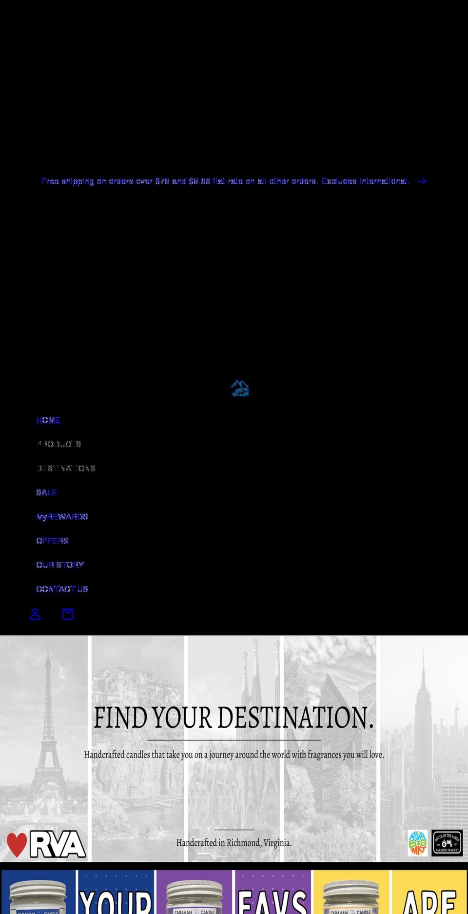 caravancandle.com shopify website screenshot