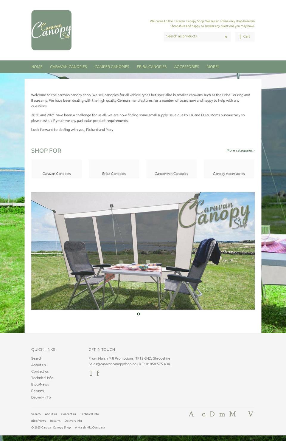 caravancanopyshop.co.uk shopify website screenshot