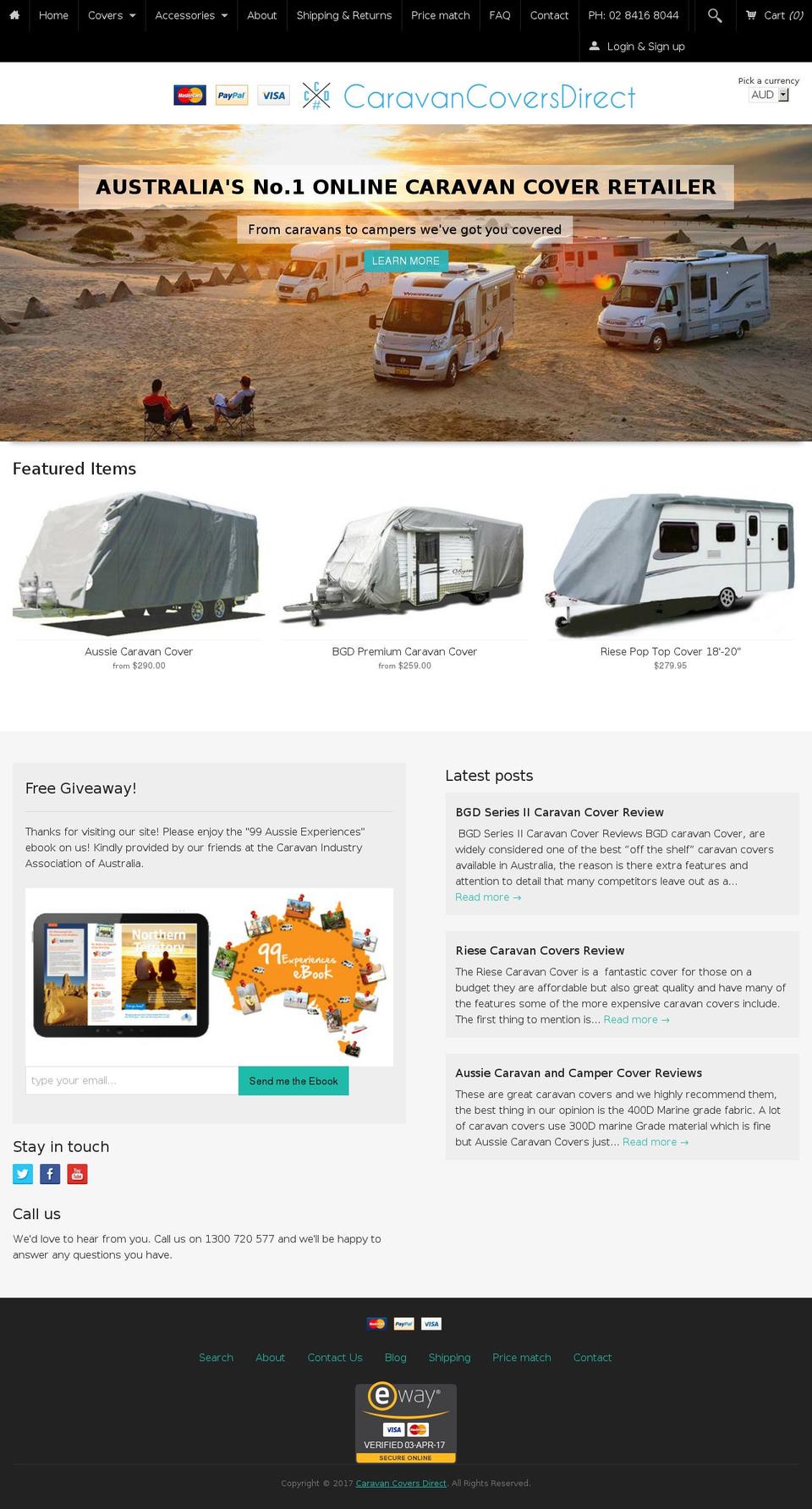 caravancoversdirect.com.au shopify website screenshot