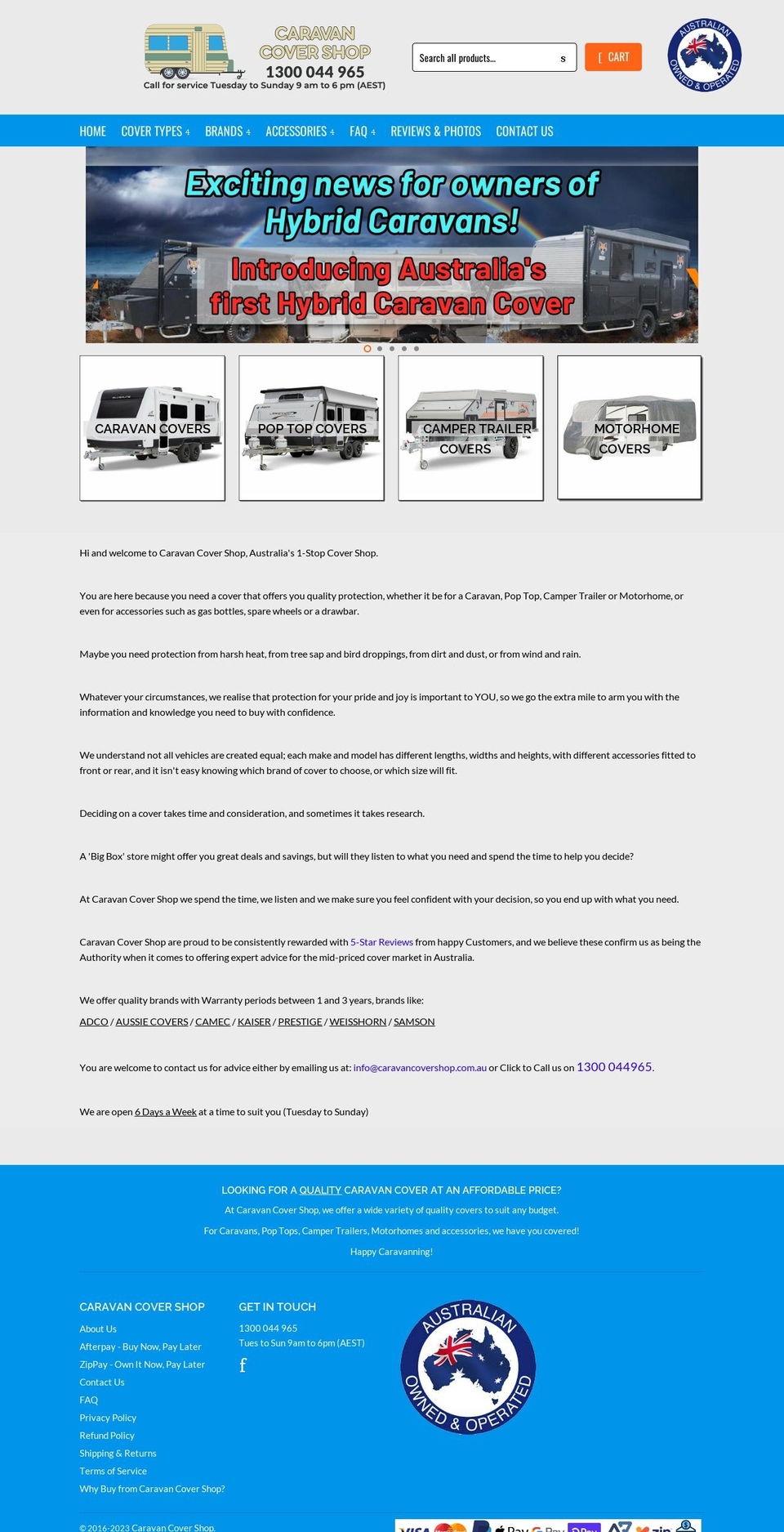 caravancovershop.com.au shopify website screenshot