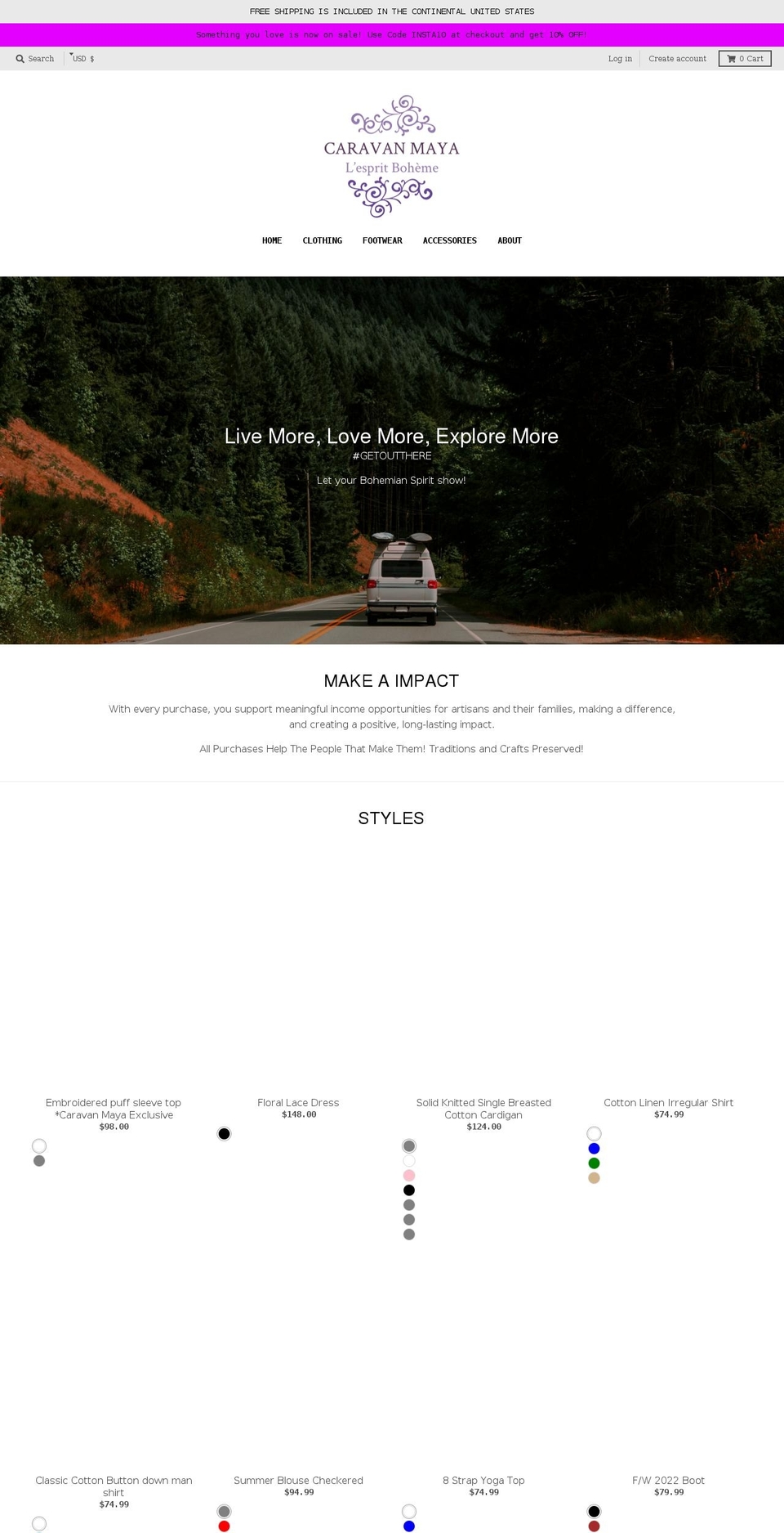 caravanmaya.com — Shopify storefront screenshot