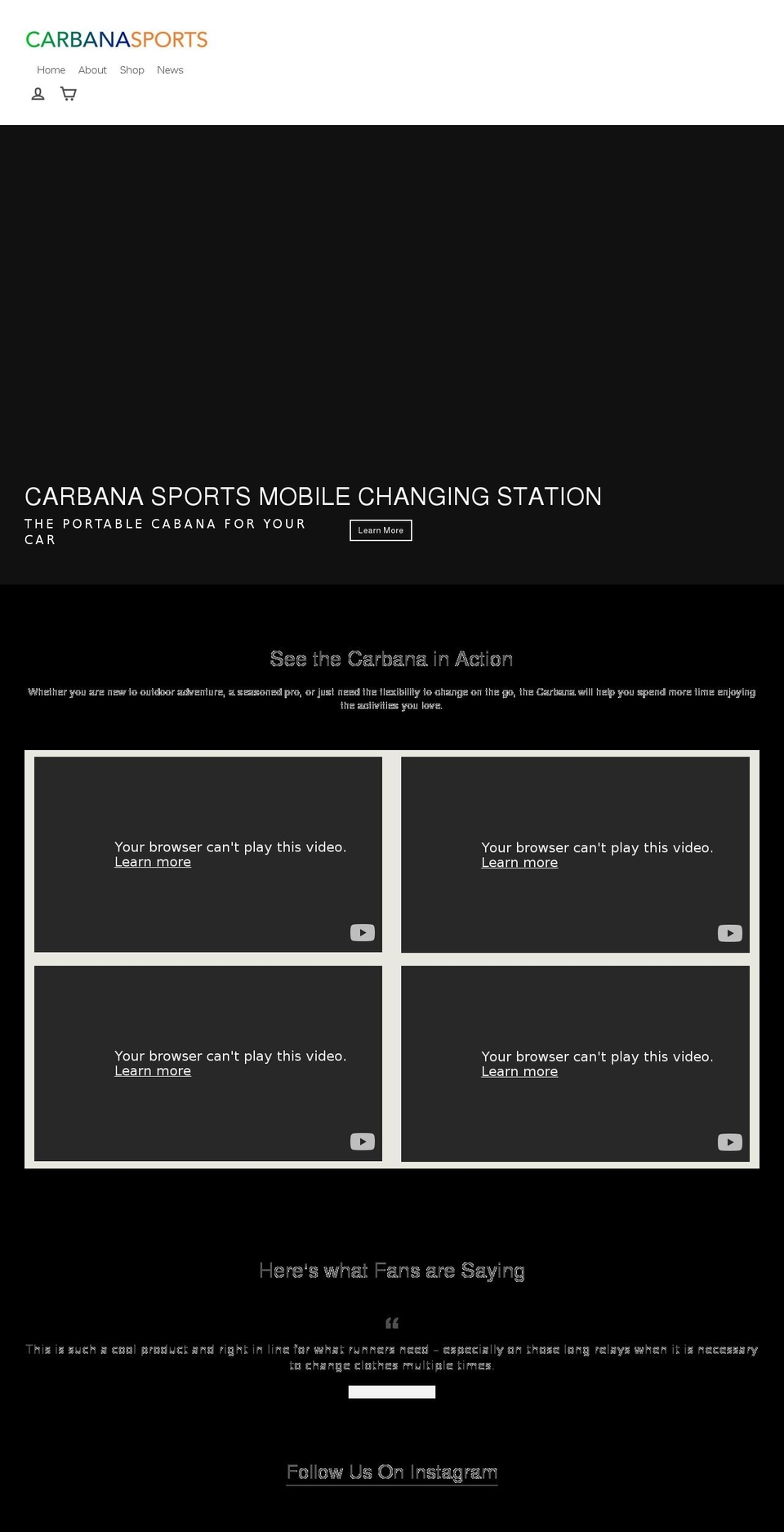 carbanasports.com shopify website screenshot