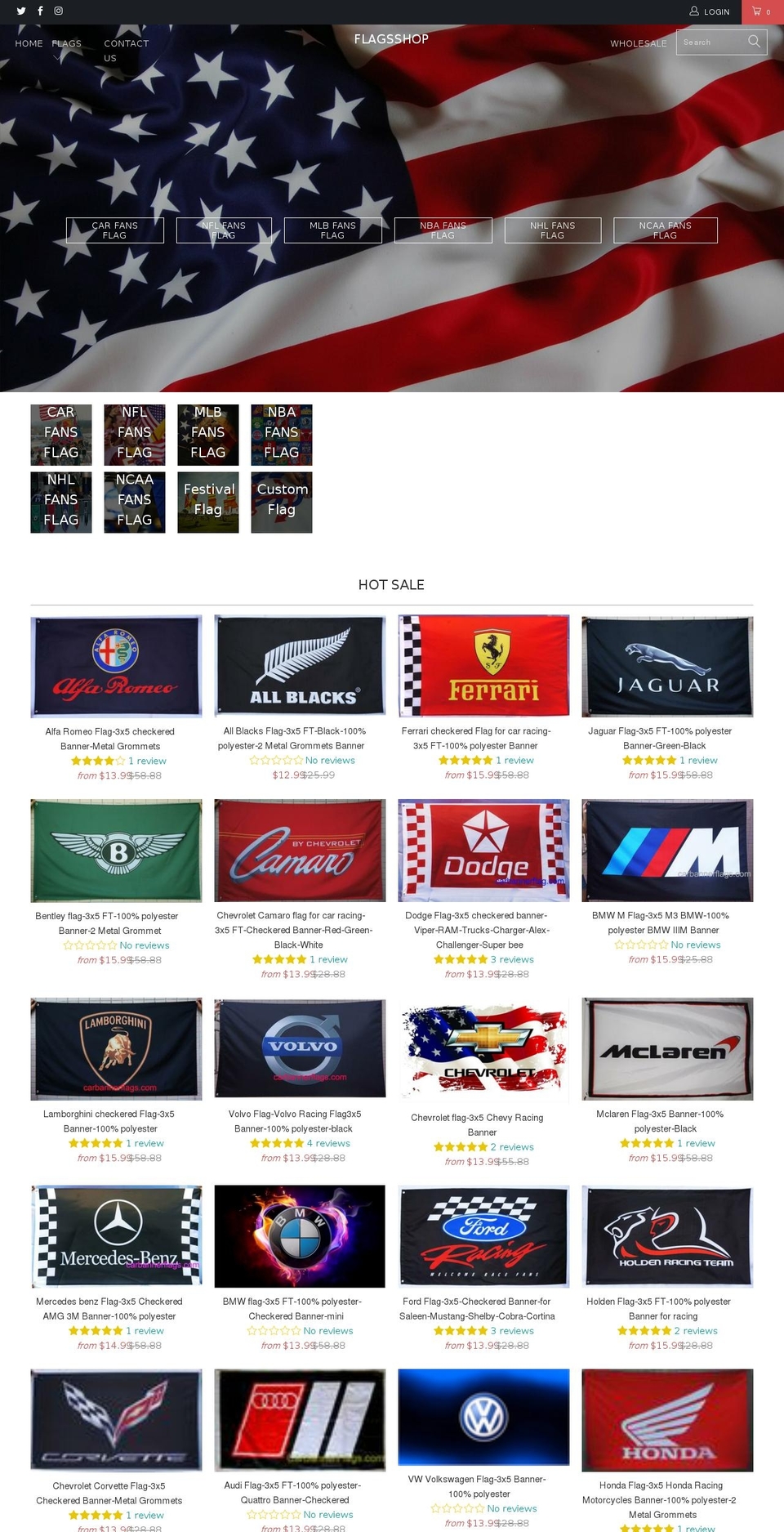 carbannerflags.com shopify website screenshot