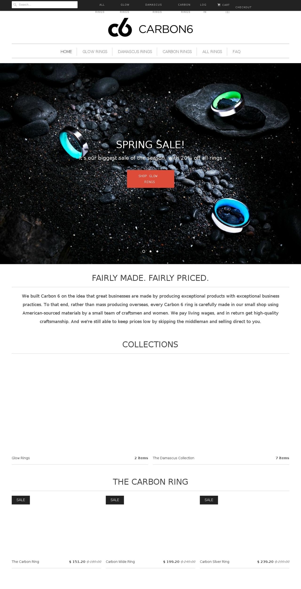 Flex Shopify theme site example carbon6rings.com