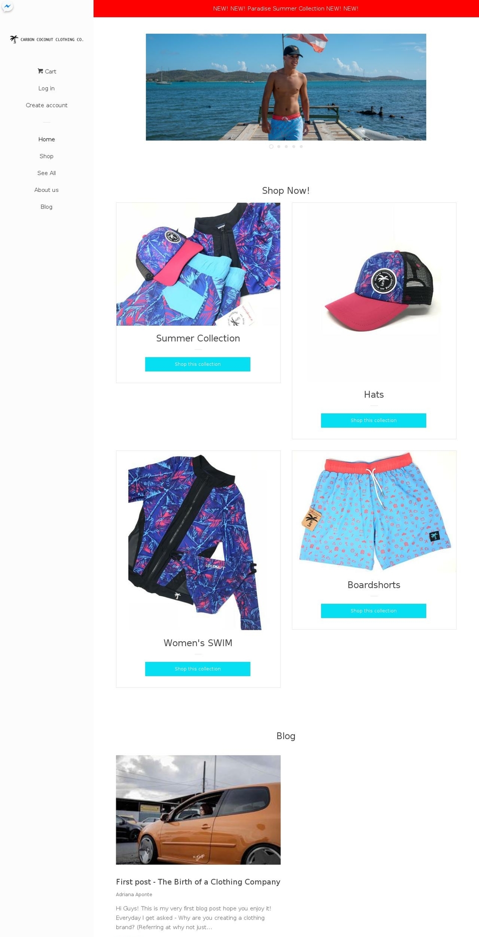 carboncoconutclothing.com shopify website screenshot