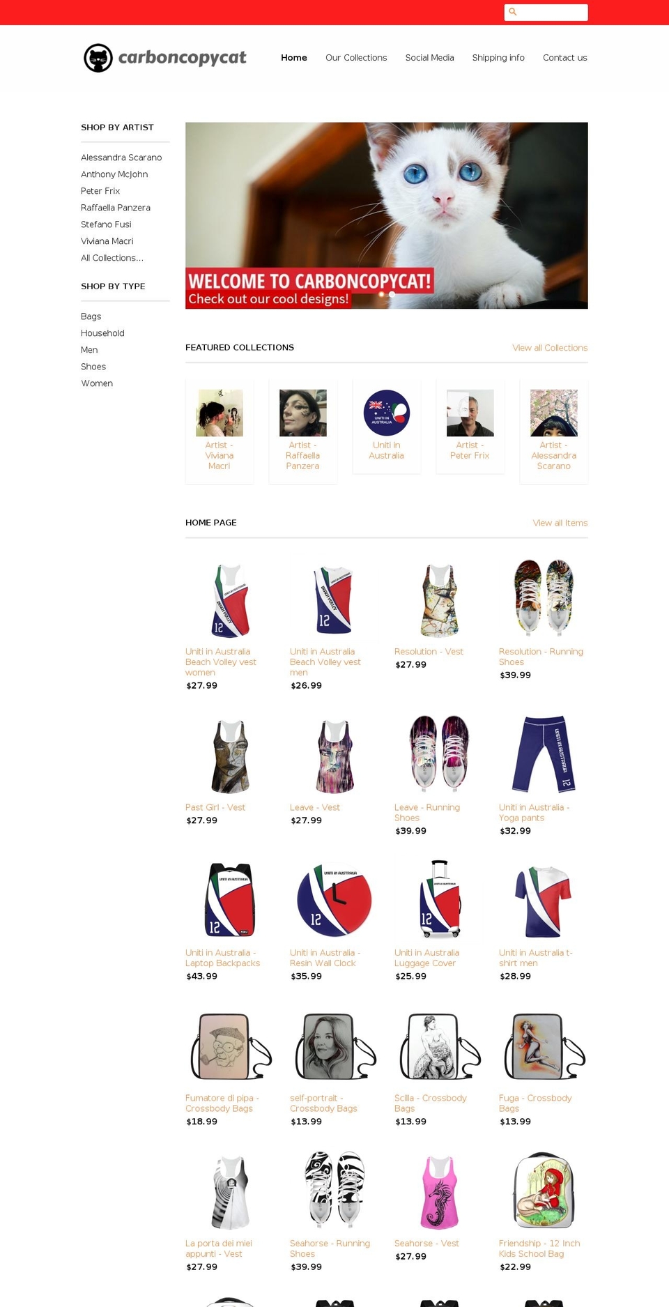 carboncopycat.com — Shopify storefront screenshot