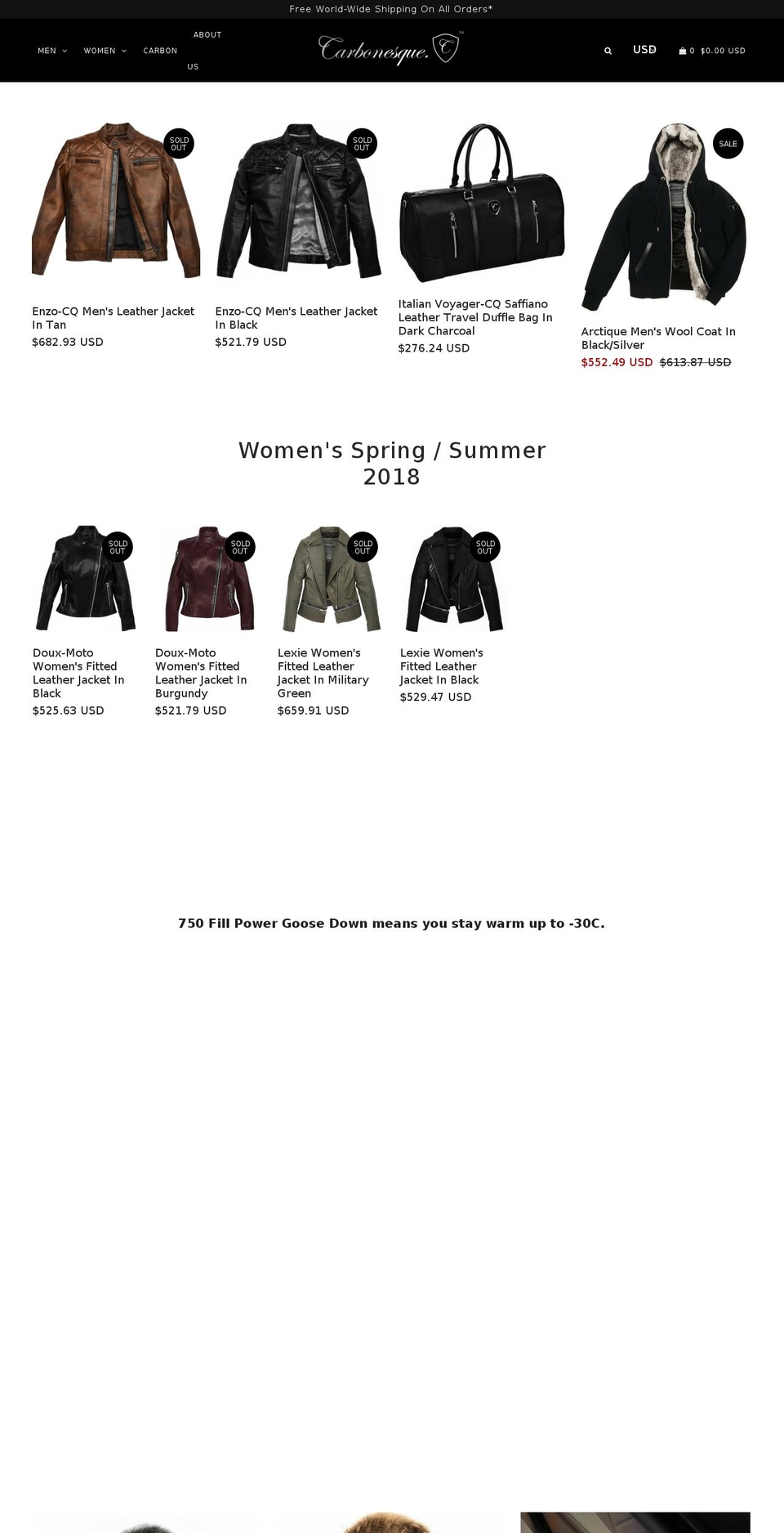 carbonesquefashion.com shopify website screenshot