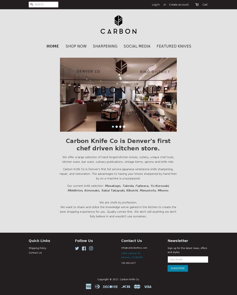 carbonknifeco.com shopify website screenshot