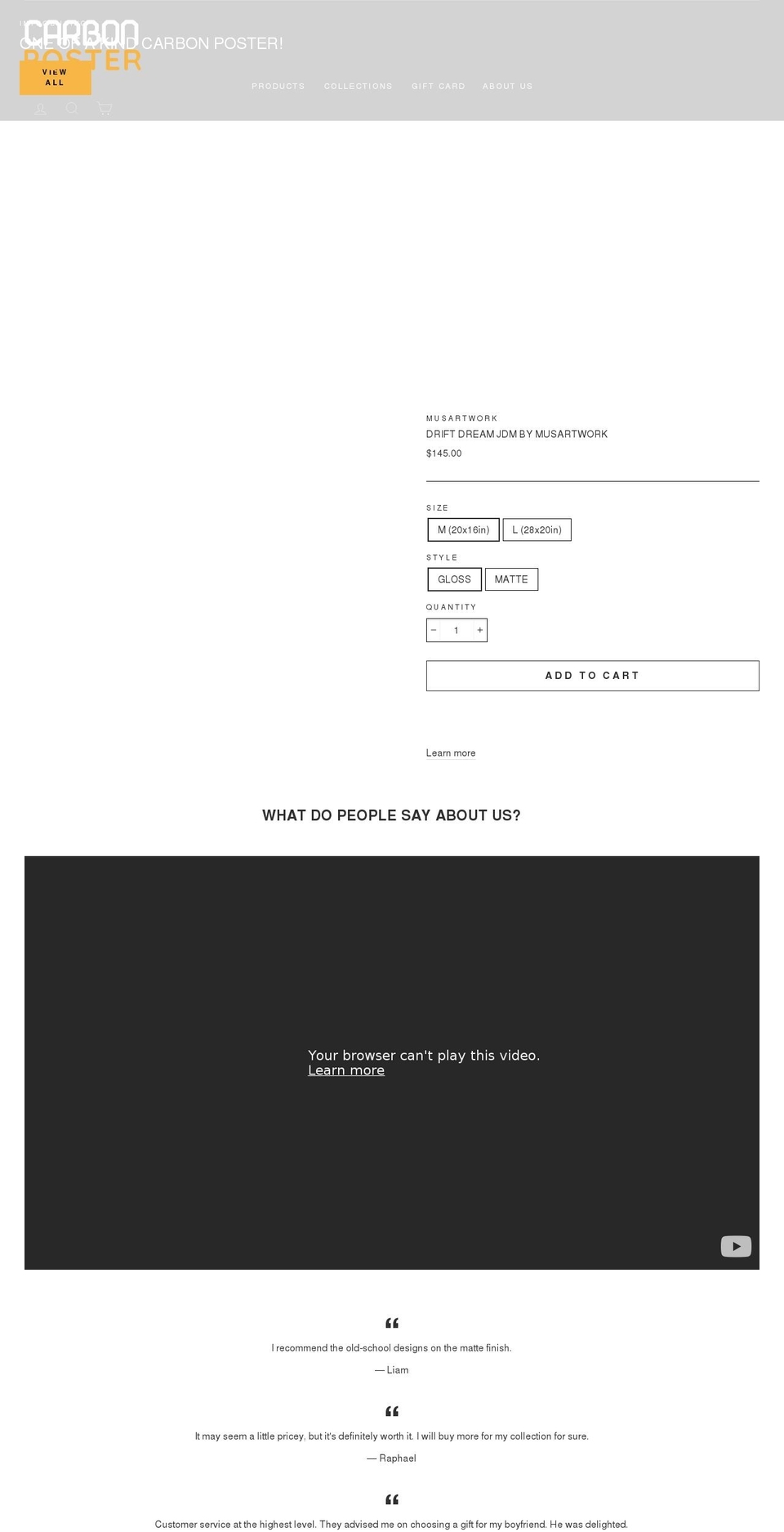 carbonposter.com shopify website screenshot