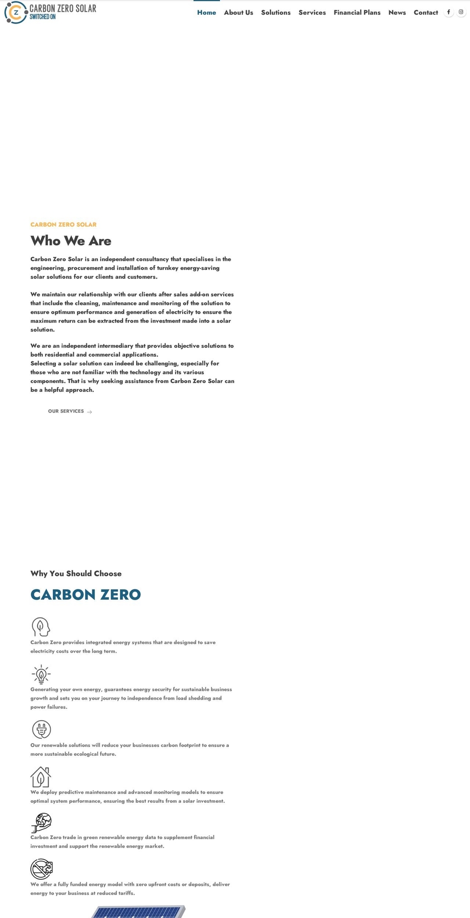 carbonzero.solar shopify website screenshot
