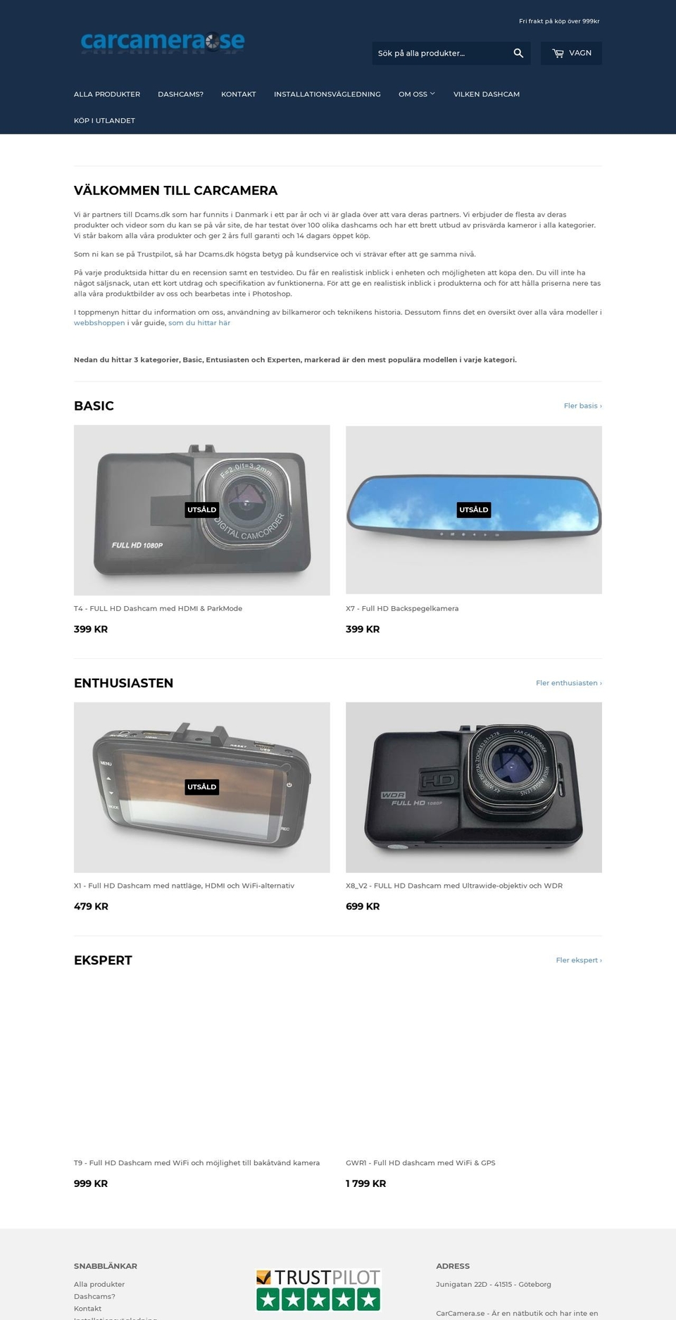 carcamera.se shopify website screenshot