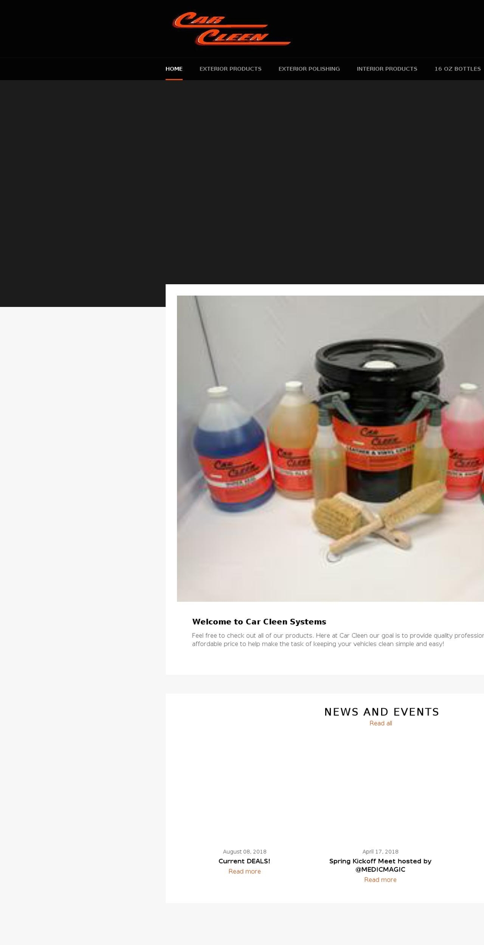 carcleensystems.com shopify website screenshot