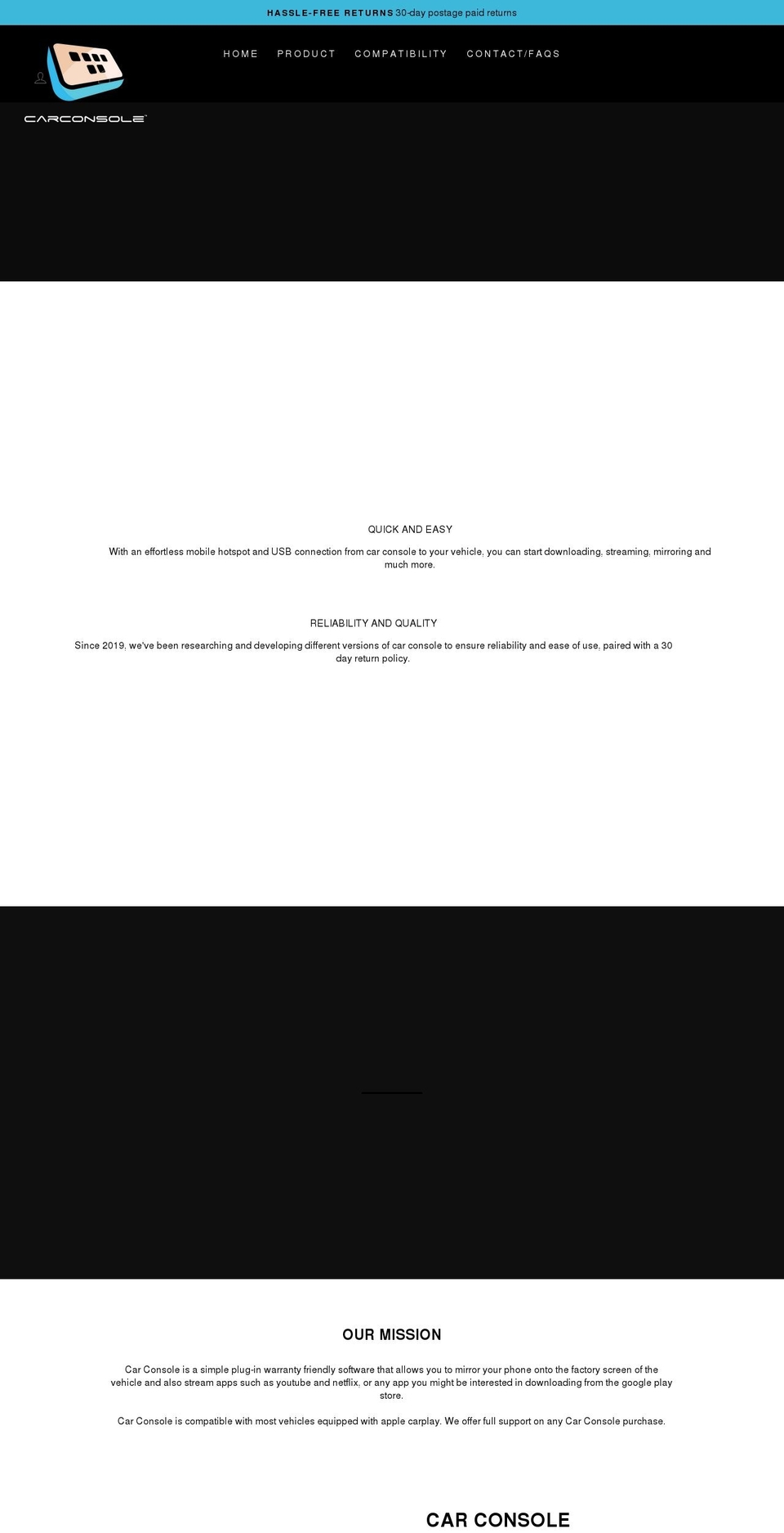 carconsole.com shopify website screenshot