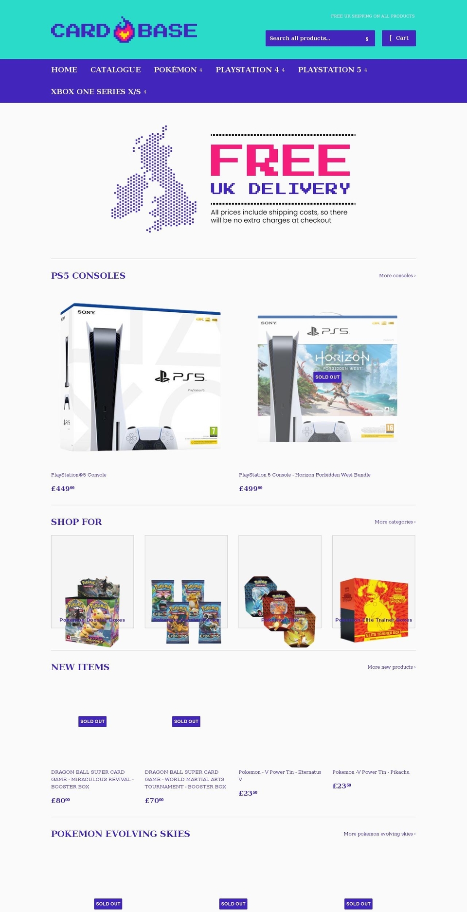cardbase.net shopify website screenshot