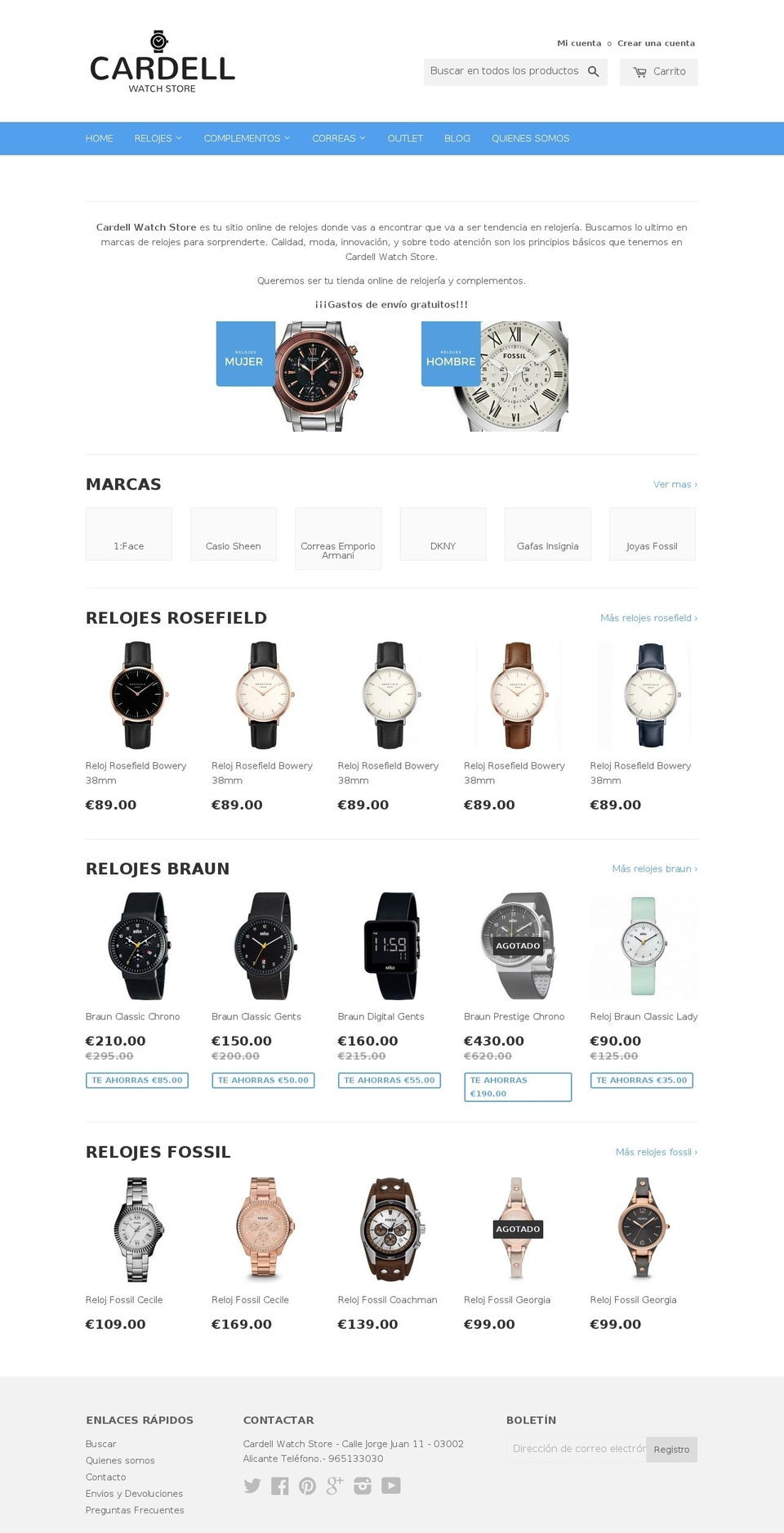 cardellwatchstore.com shopify website screenshot