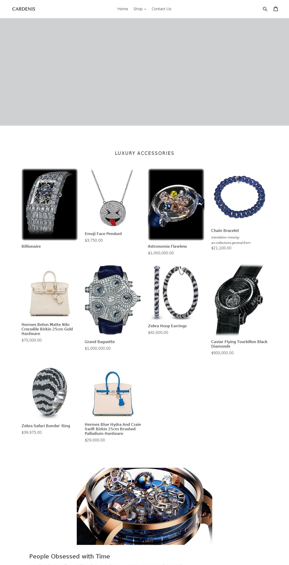 cardenis.com shopify website screenshot
