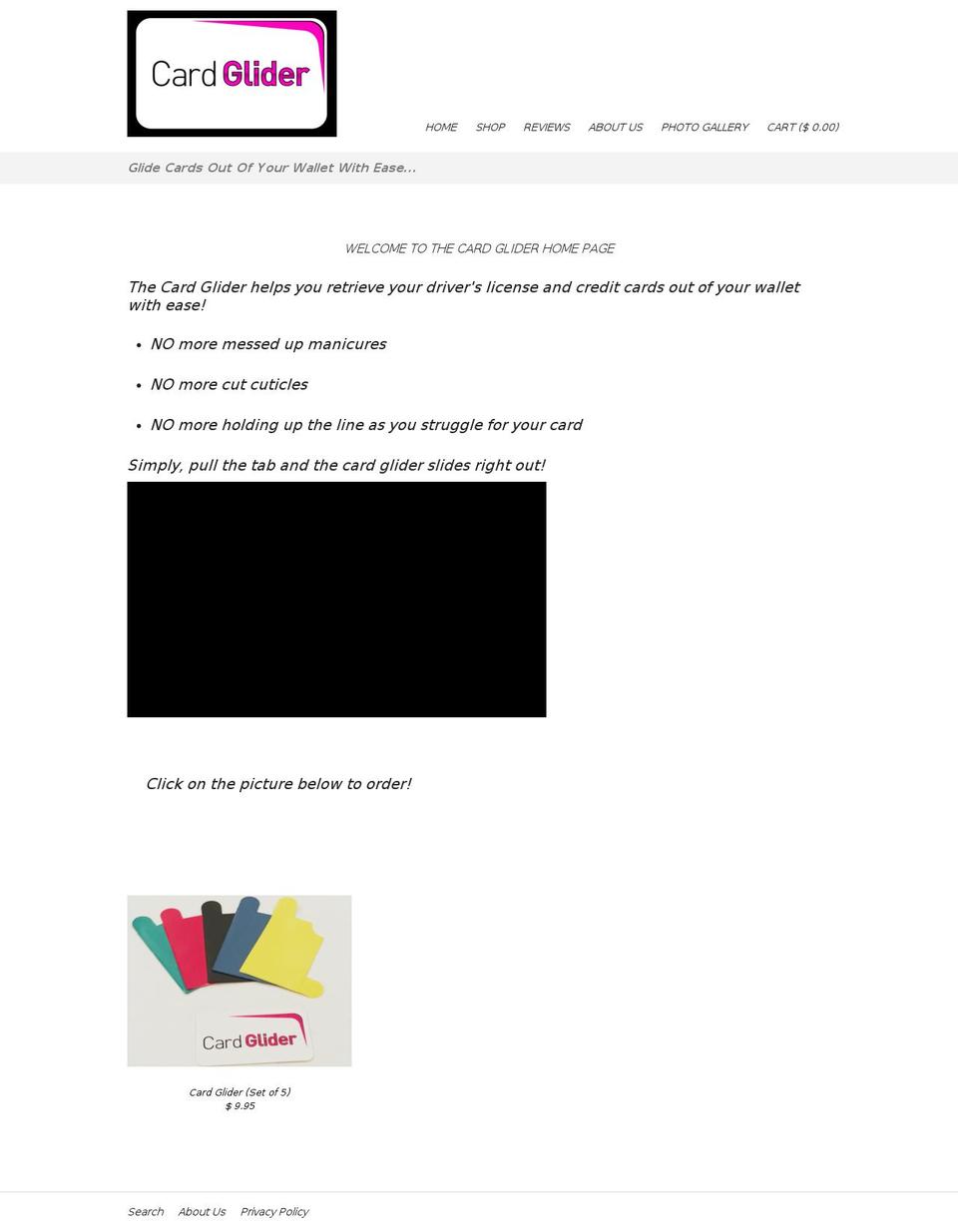 plain Shopify theme site example cardglider.com