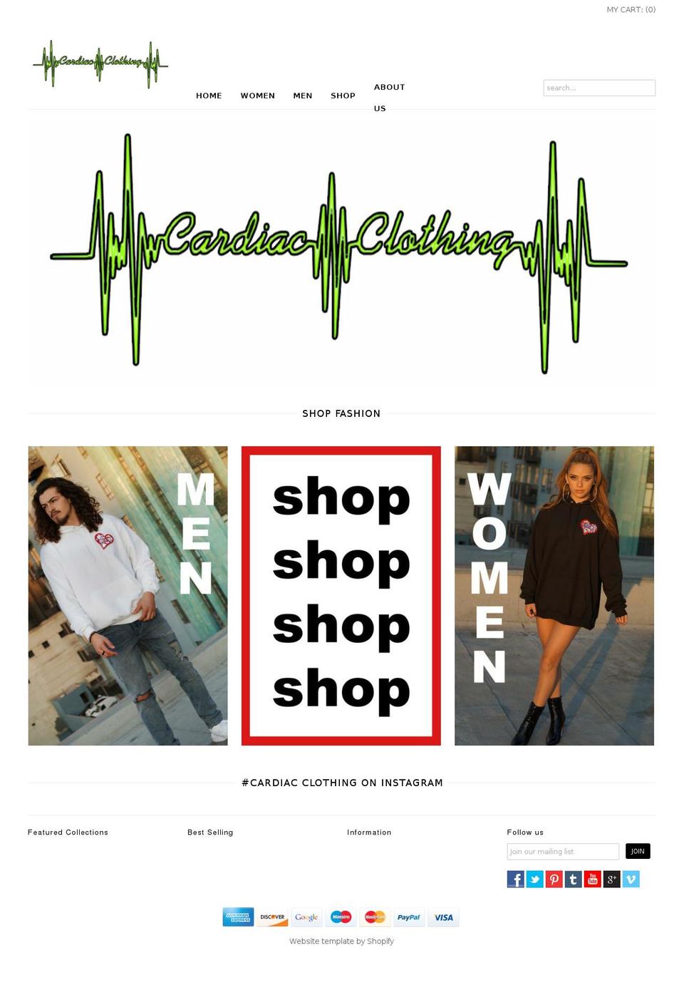 cardiacclothing.com — Shopify storefront screenshot