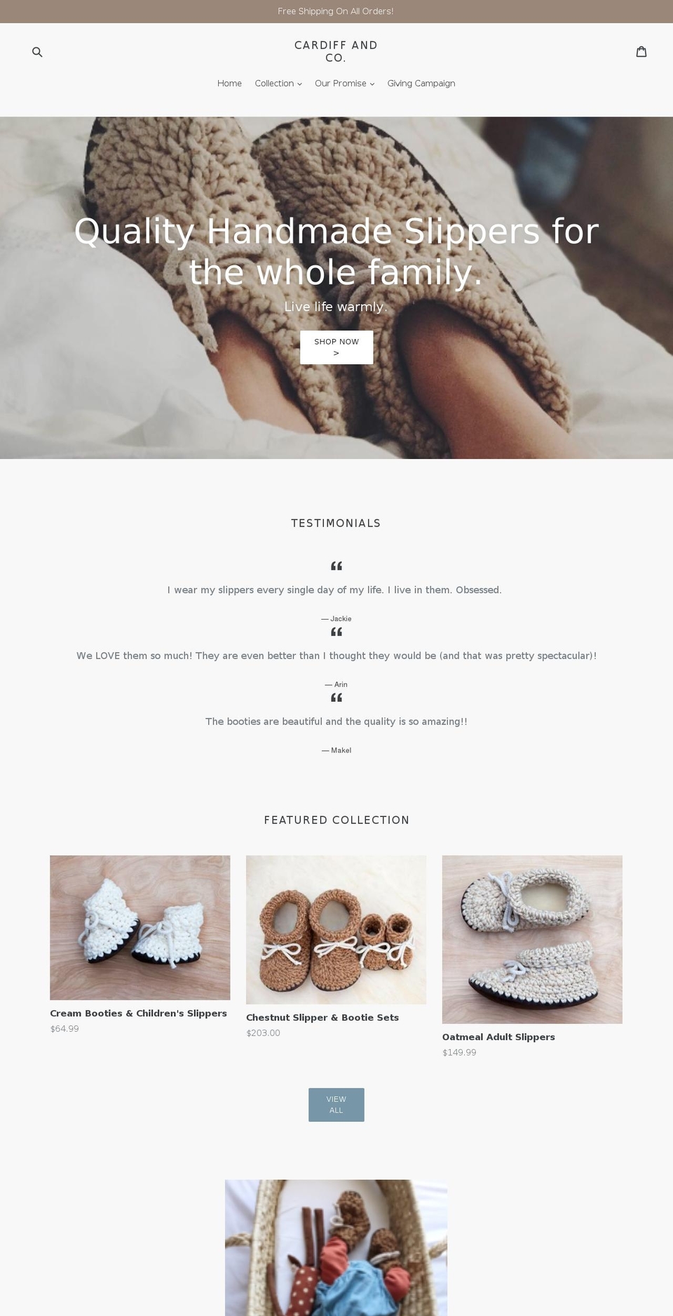 cardiffandcompany.com — Shopify storefront screenshot