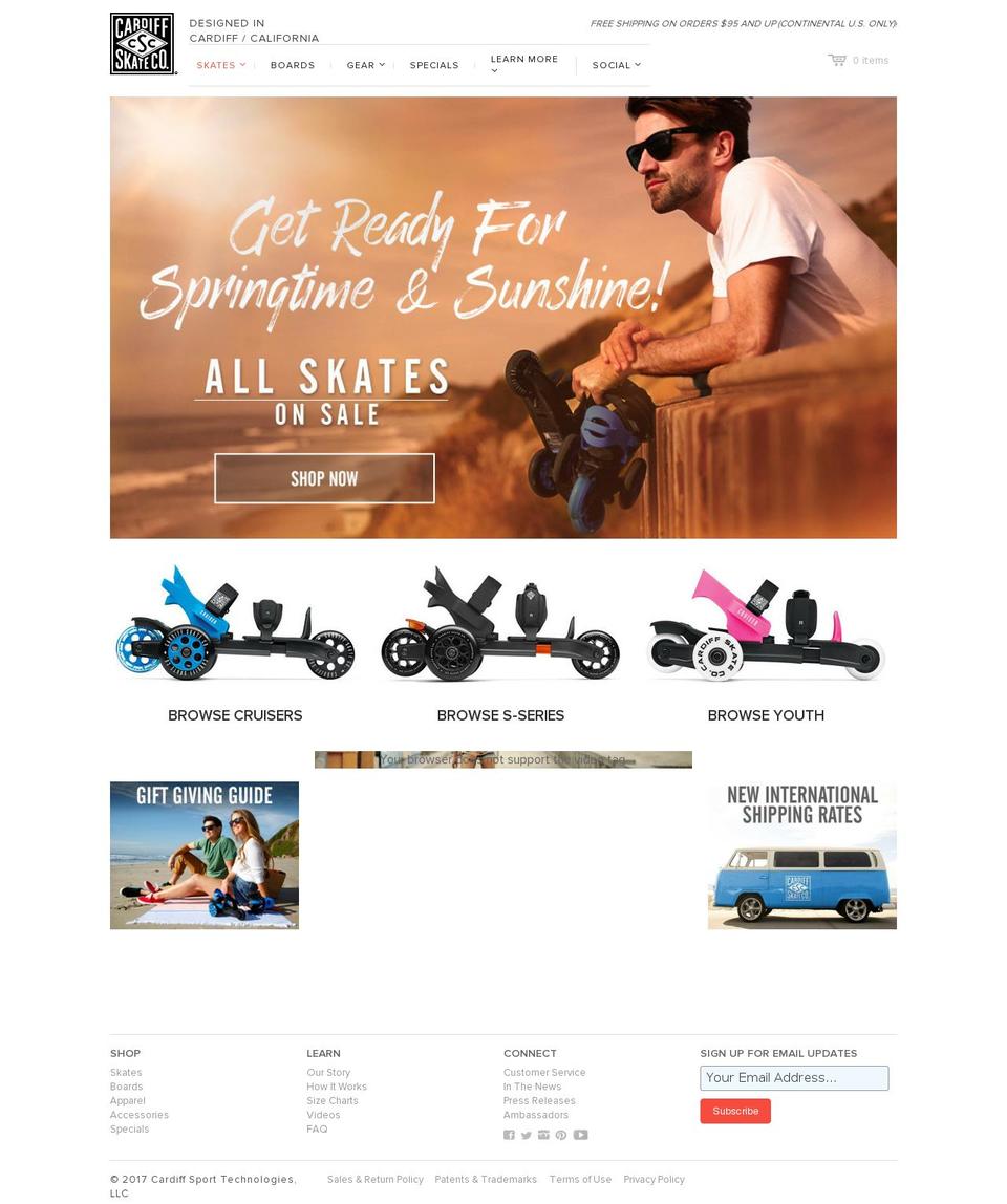 cardiffskatecompany.com shopify website screenshot