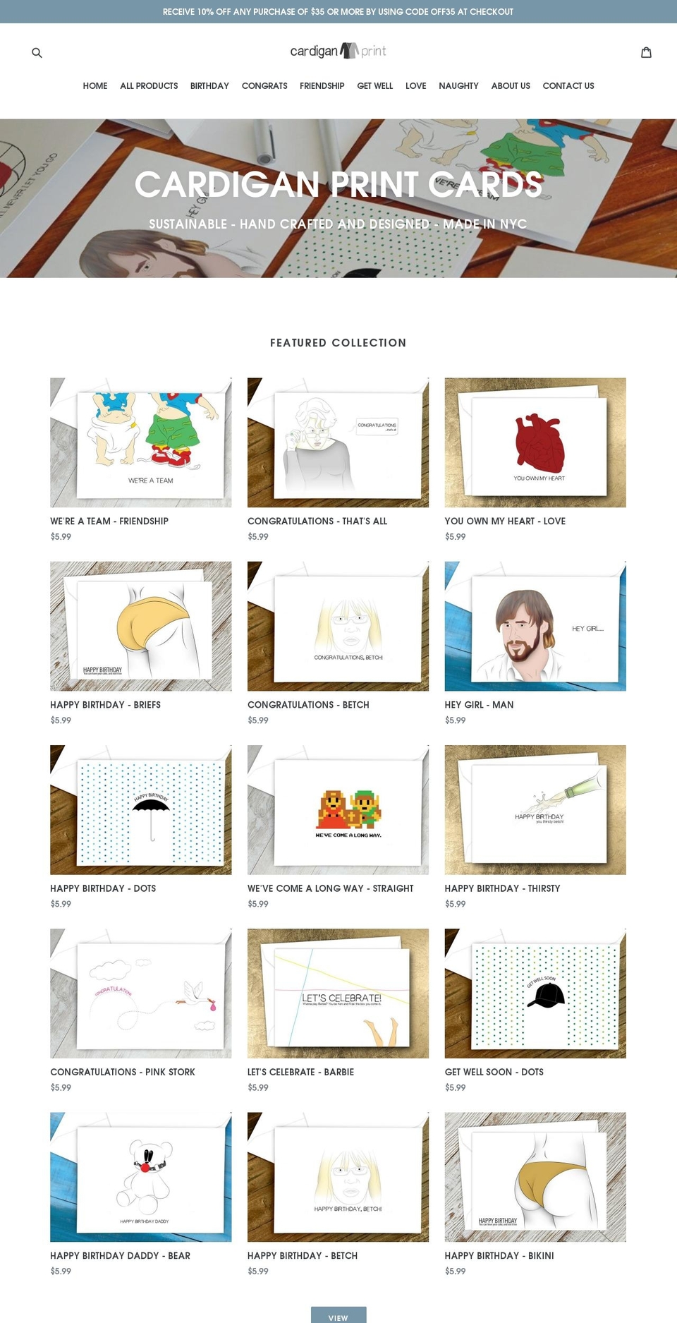 cardiganprint.com — Shopify storefront screenshot