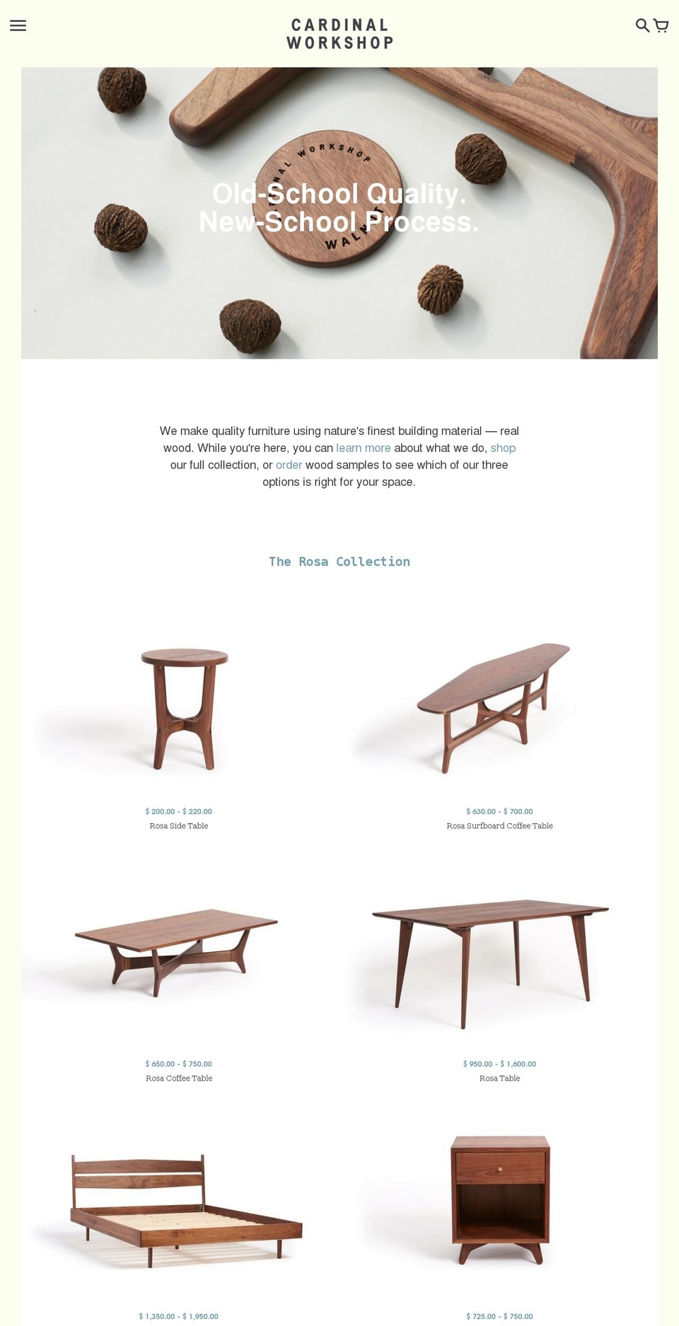 cardinalworkshop.com shopify website screenshot