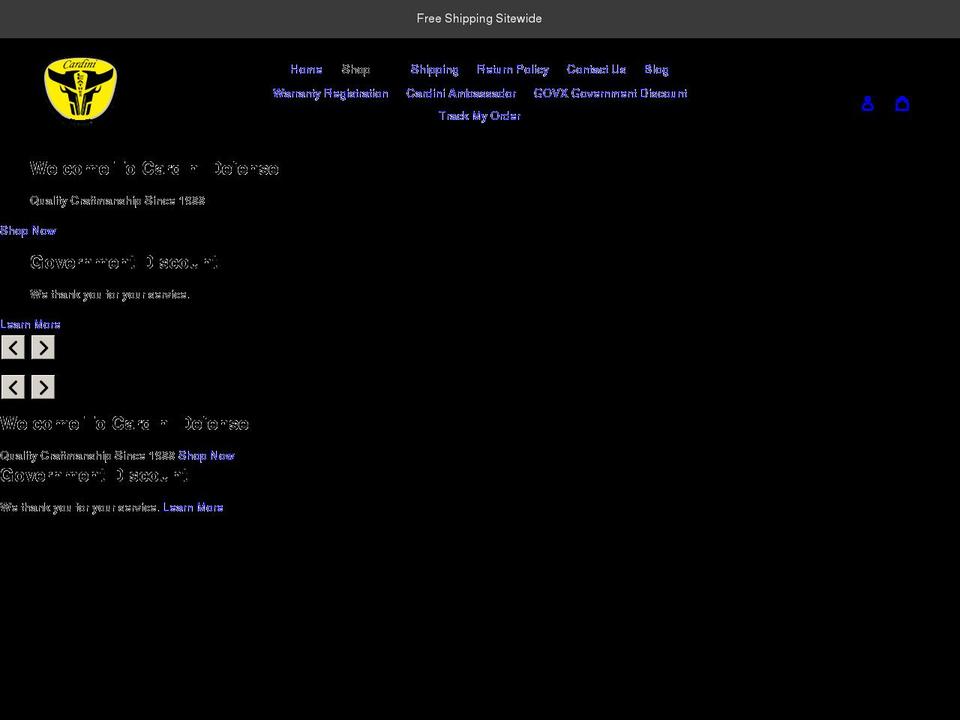 cardinidefense.com shopify website screenshot