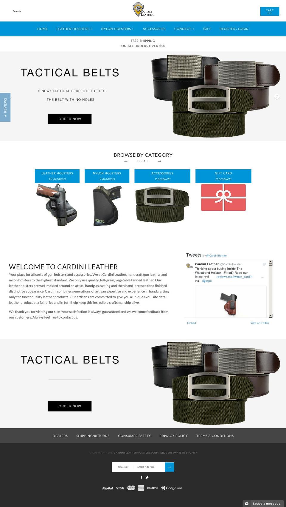 cardinileather.com shopify website screenshot