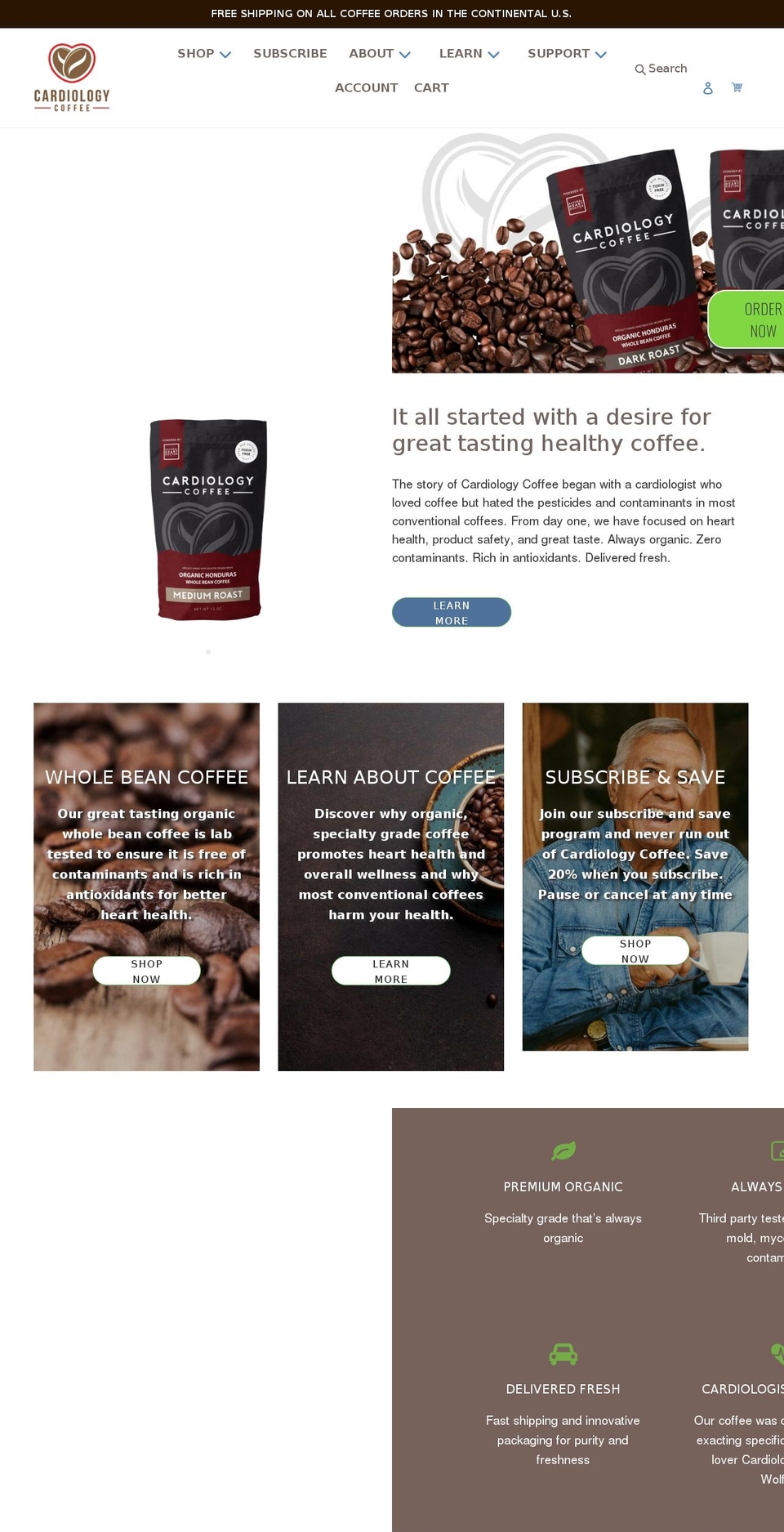 cardiologycoffee.com shopify website screenshot
