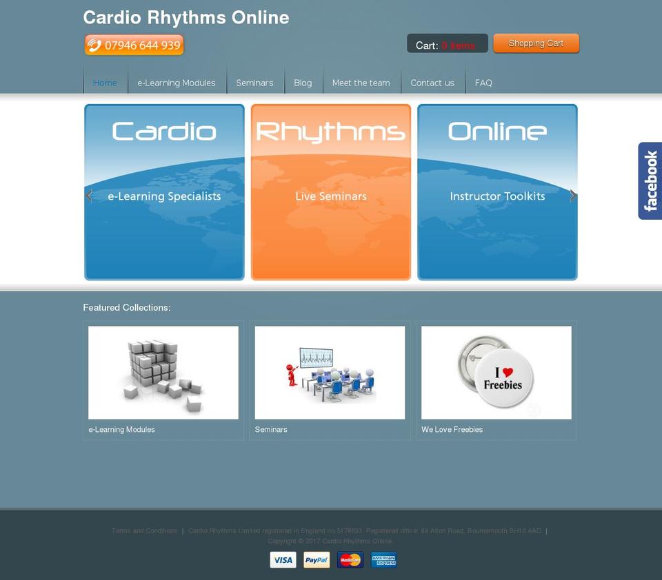 cardiorhythmsonline.co.uk shopify website screenshot