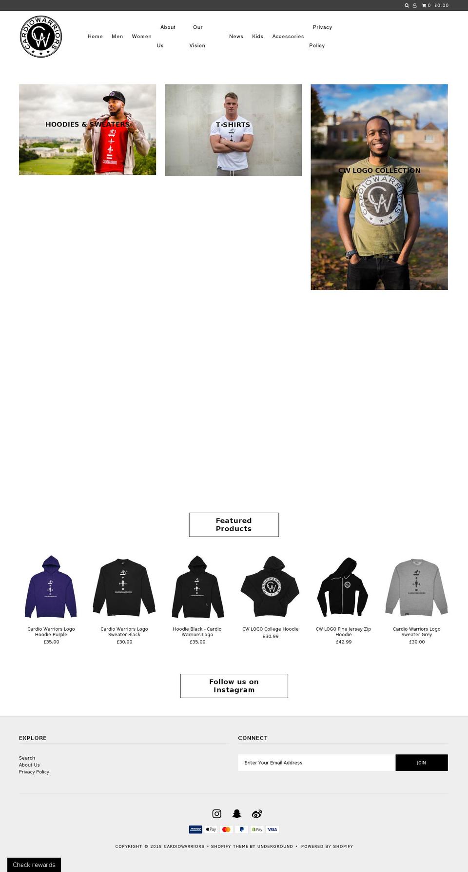 cardiowarriors.com — Shopify storefront screenshot