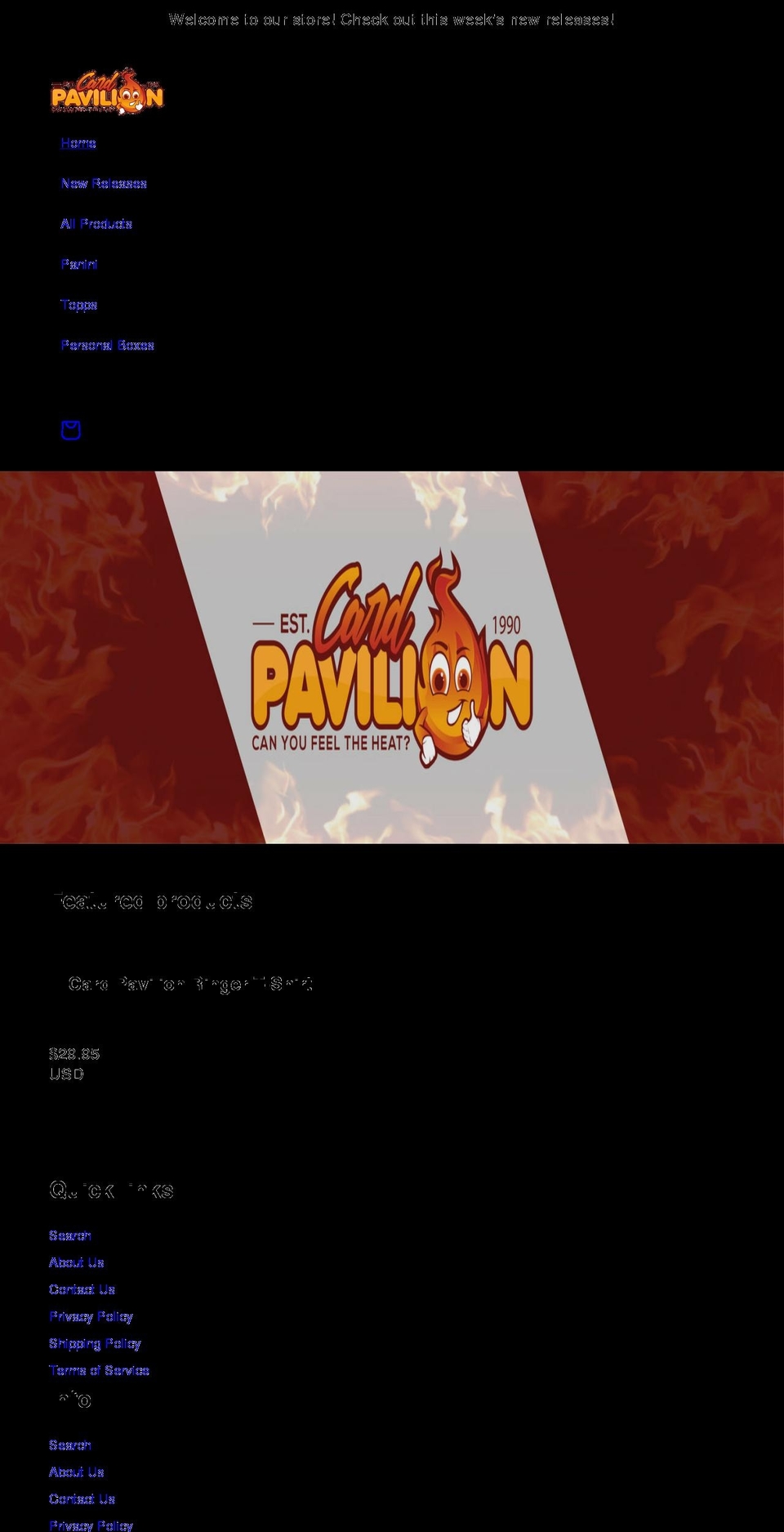 cardpavilion.com shopify website screenshot