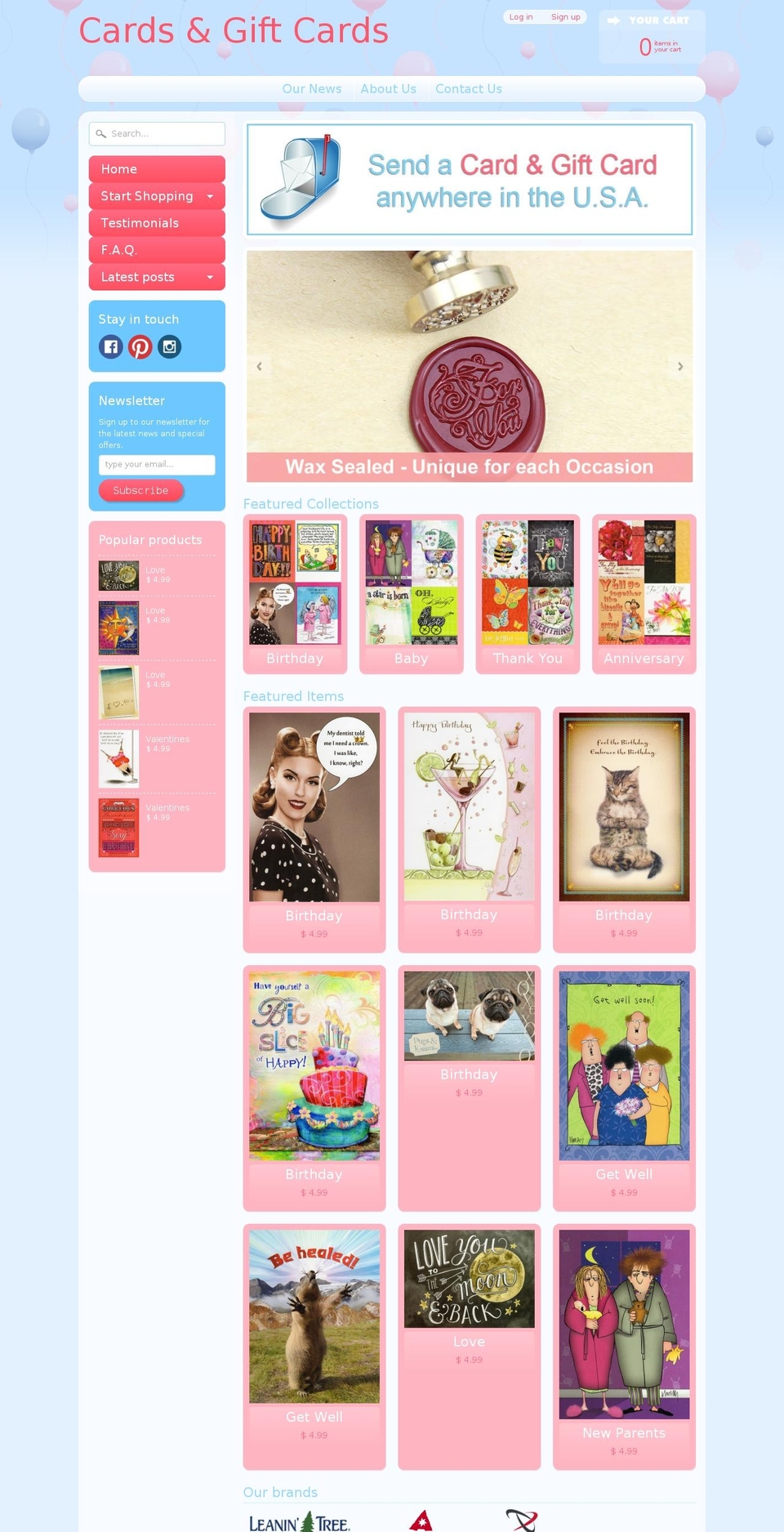 cardsandgiftcards.com shopify website screenshot