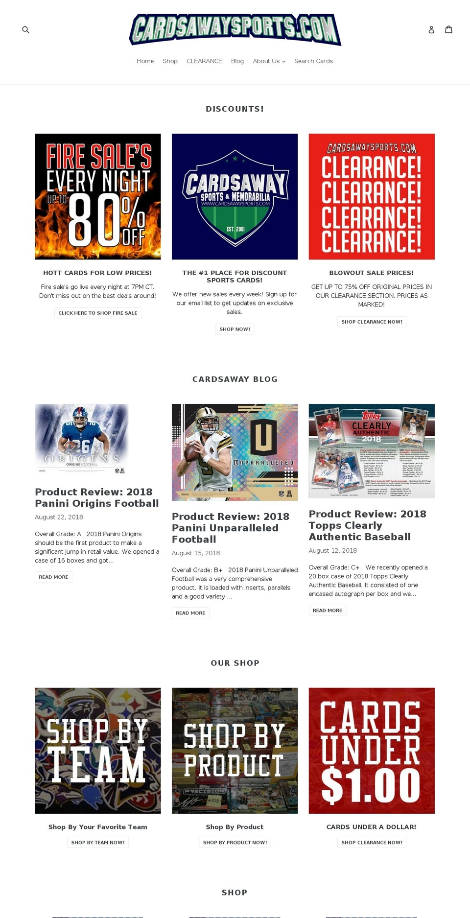 cardsawaysports.com shopify website screenshot