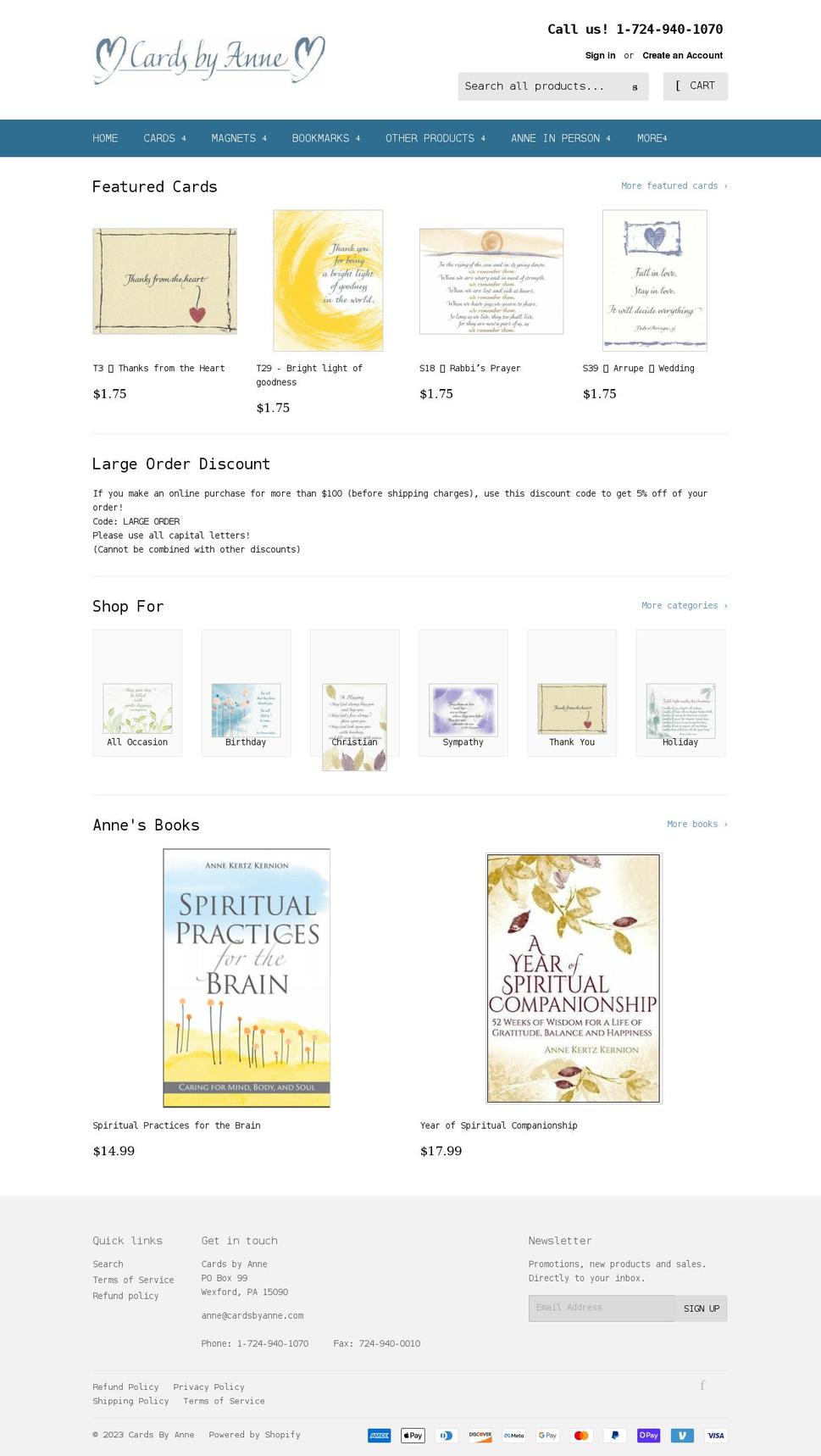 cardsbyann.com shopify website screenshot