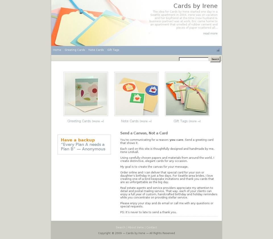 main Shopify theme site example cardsbyirene.com