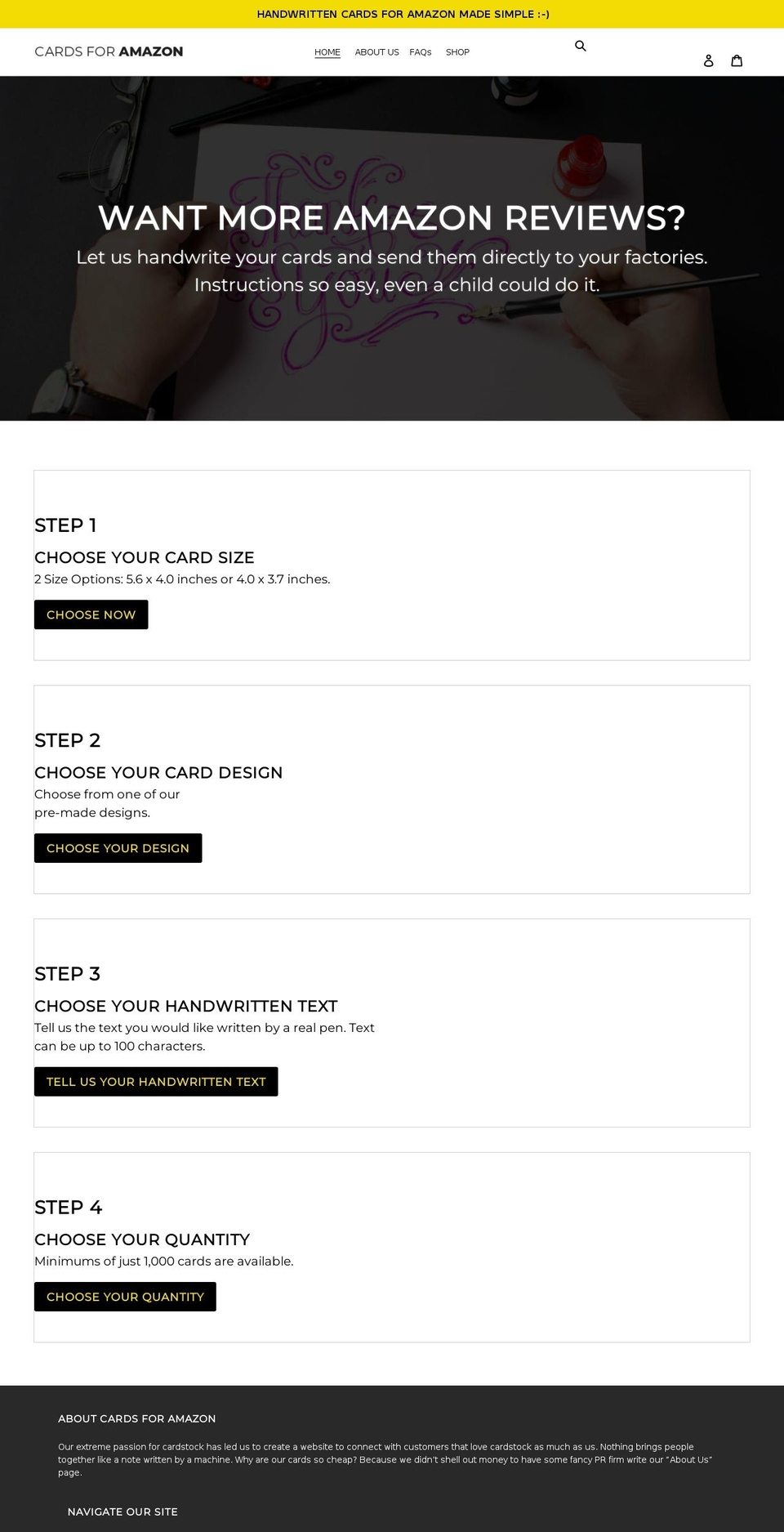 cardsforamazon.com shopify website screenshot