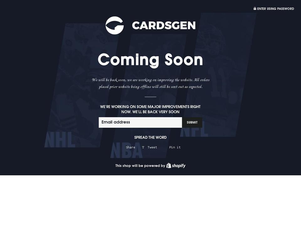 cardsgen.com shopify website screenshot